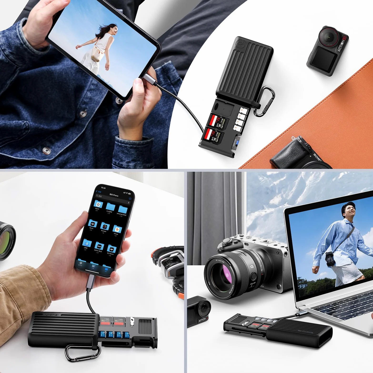 ULANZI MCR-01 - Custodia per lettore di schede SD ad alta velocità, lettore di schede USB 3.2 CFexpress A, 2 in 1, supporto per lettore di schede SD/Micro SD, custodia impermeabile, custodia per