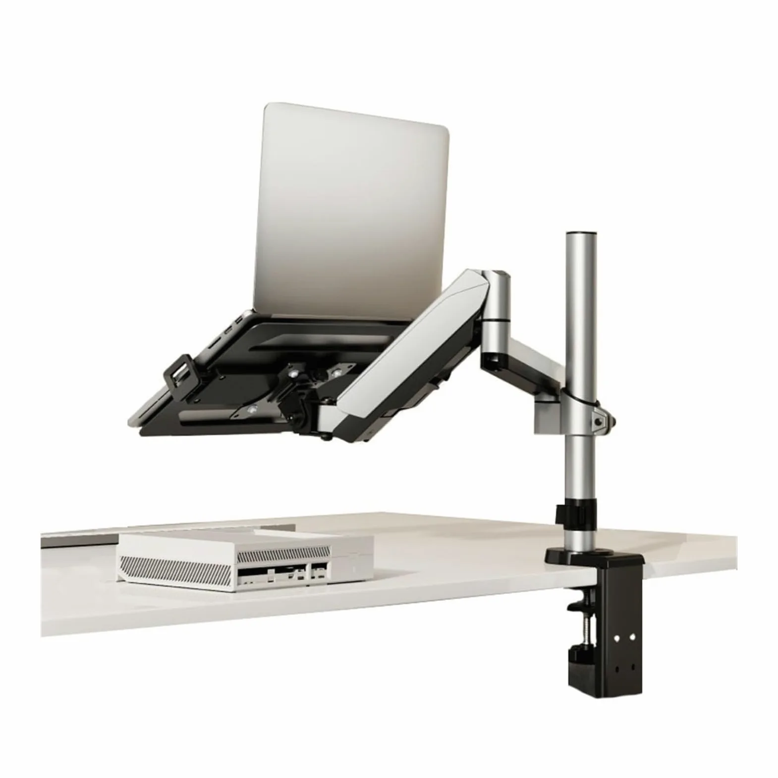 Supporto da scrivania per monitor Supporto da scrivania for laptop 2 in 1 con vassoio for monitor da 17-32" e laptop da 12-17", supporta 19,8 libbre, braccio da scrivania for laptop completamente rego