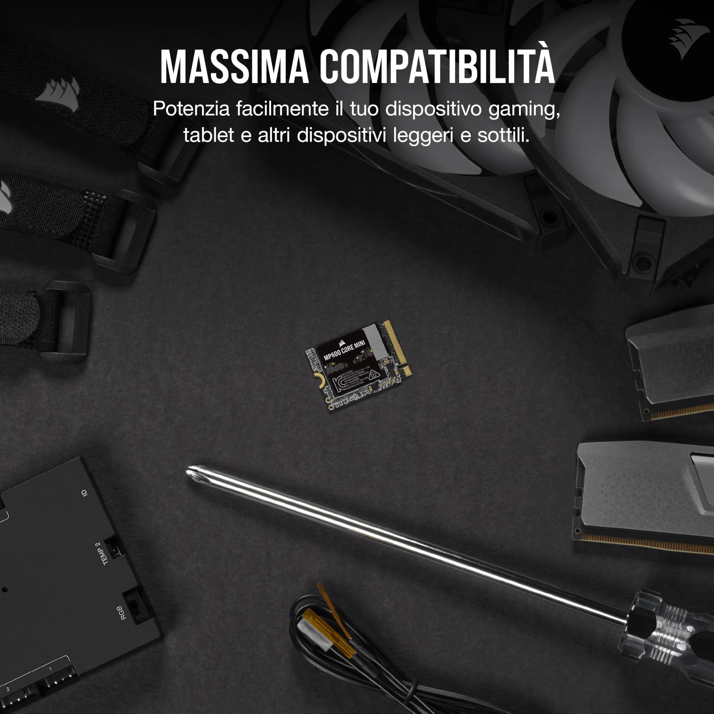 Corsair MP600 CORE MINI 2TB M.2 NVMe PCIe x4 Gen4 2 SSD – M.2 2230 – Fino a 5.000 MB/sec in Lettura Sequenziale – NAND QLC ad Alta Densità – Ottimo per Steam Deck, ASUS ROG Ally – Nero