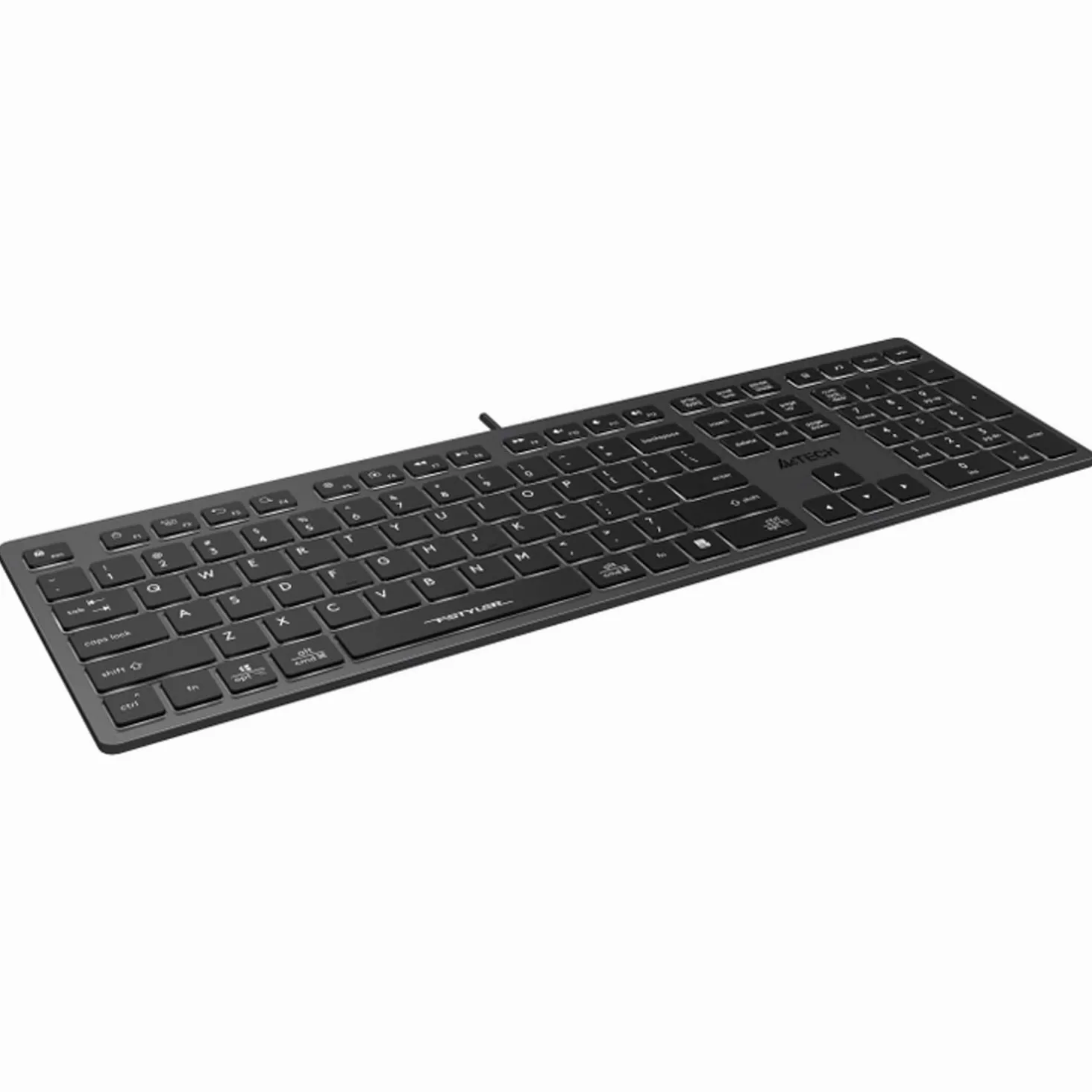A4tech FX60H Tastiera da gioco QWERTY 12 tasti di navigazione multimediale 2 porte USB Plug & Play Porta USB cablata Lunghezza cavo 1,5 m (Retroilluminazione bianca)