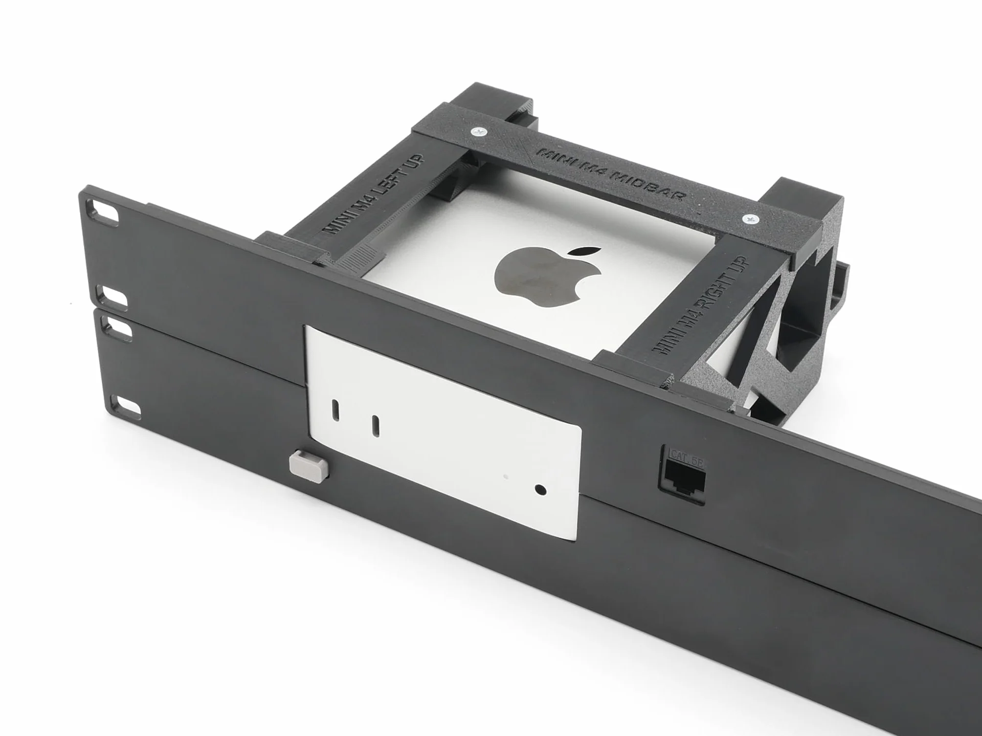 Rack Mount for 1 Apple mac Mini M4 -Remote on/off Button -1 ethernet Keyst.