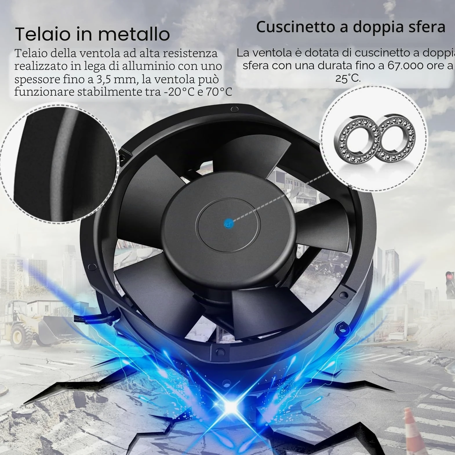 GDSTIME Ventola assiale da 230 V, 172 mm x 150 mm x 51 mm, 220 V AC, doppio cuscinetto a sfera, grande flusso d'aria per PC, computer, laptop, raffreddamento