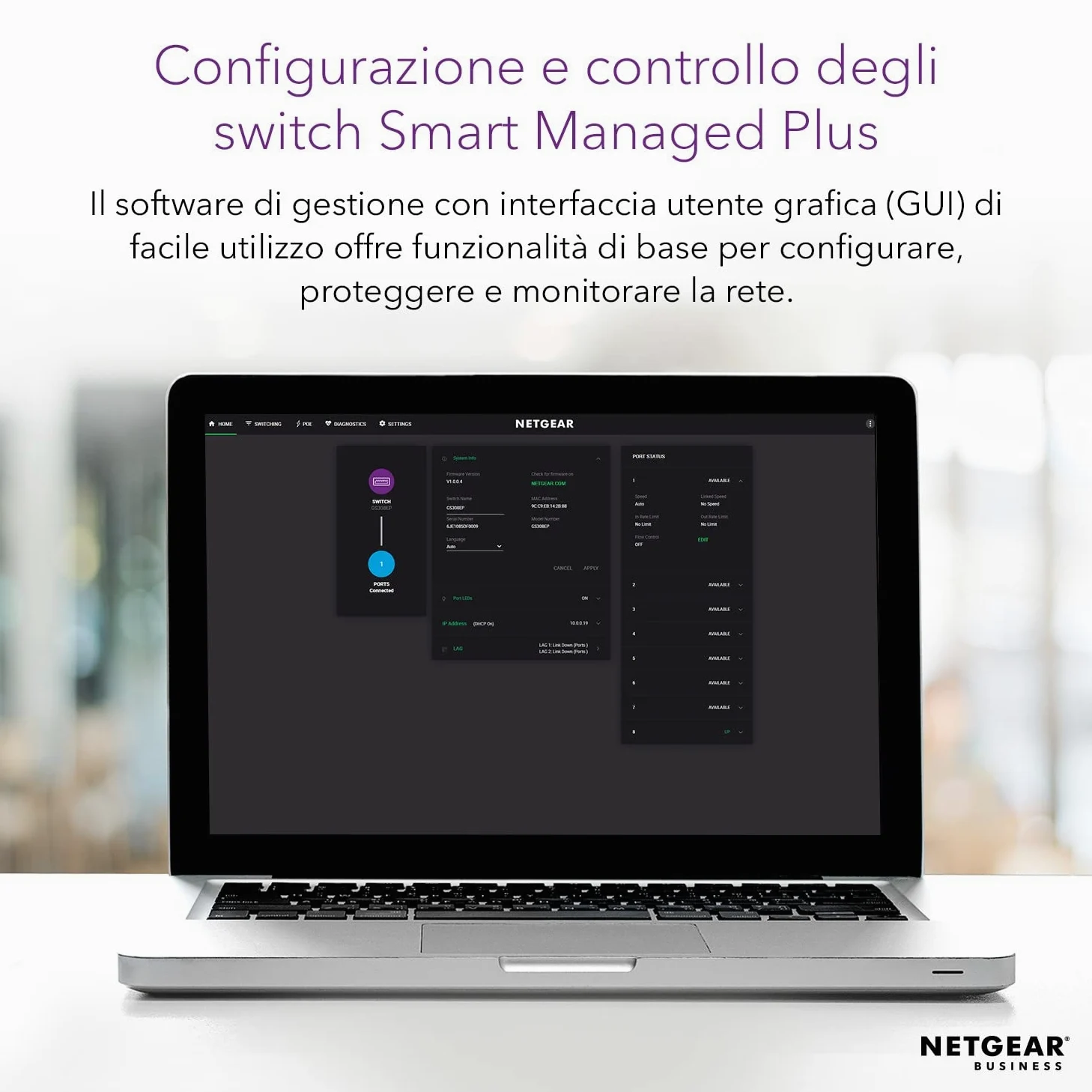 NETGEAR Switch Ethernet PoE 16 porte Unmanaged (GS316P), Switch PoE Gigabit con 16 PoE+ a 115 W, montaggio desktop o a parete