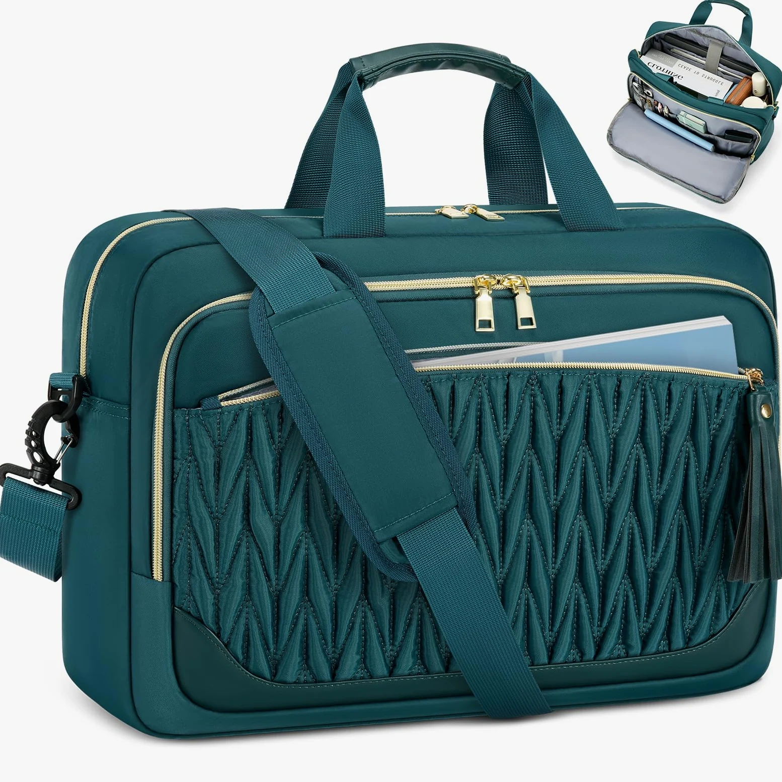 RAINSMORE Borsa Porta PC 17.3 Pollici Capiente Borsa Lavoro Donna Impermeabile Borse Computer Messenger Portadocumenti per Ufficio Università Insegnante Nero