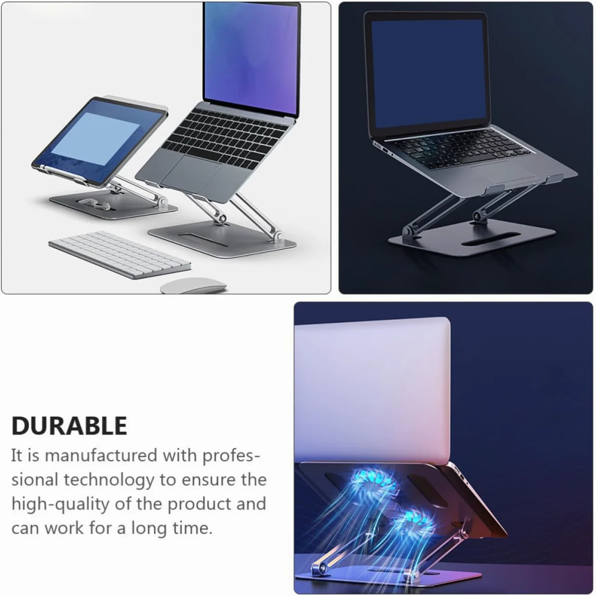 Base di Raffreddamento per Laptop in Lega di Alluminio Doppia Ventola e Supporto Regolabile per Creare Un'atmosfera Estiva Ventilata e Migliorare Raffreddamento del Notebook