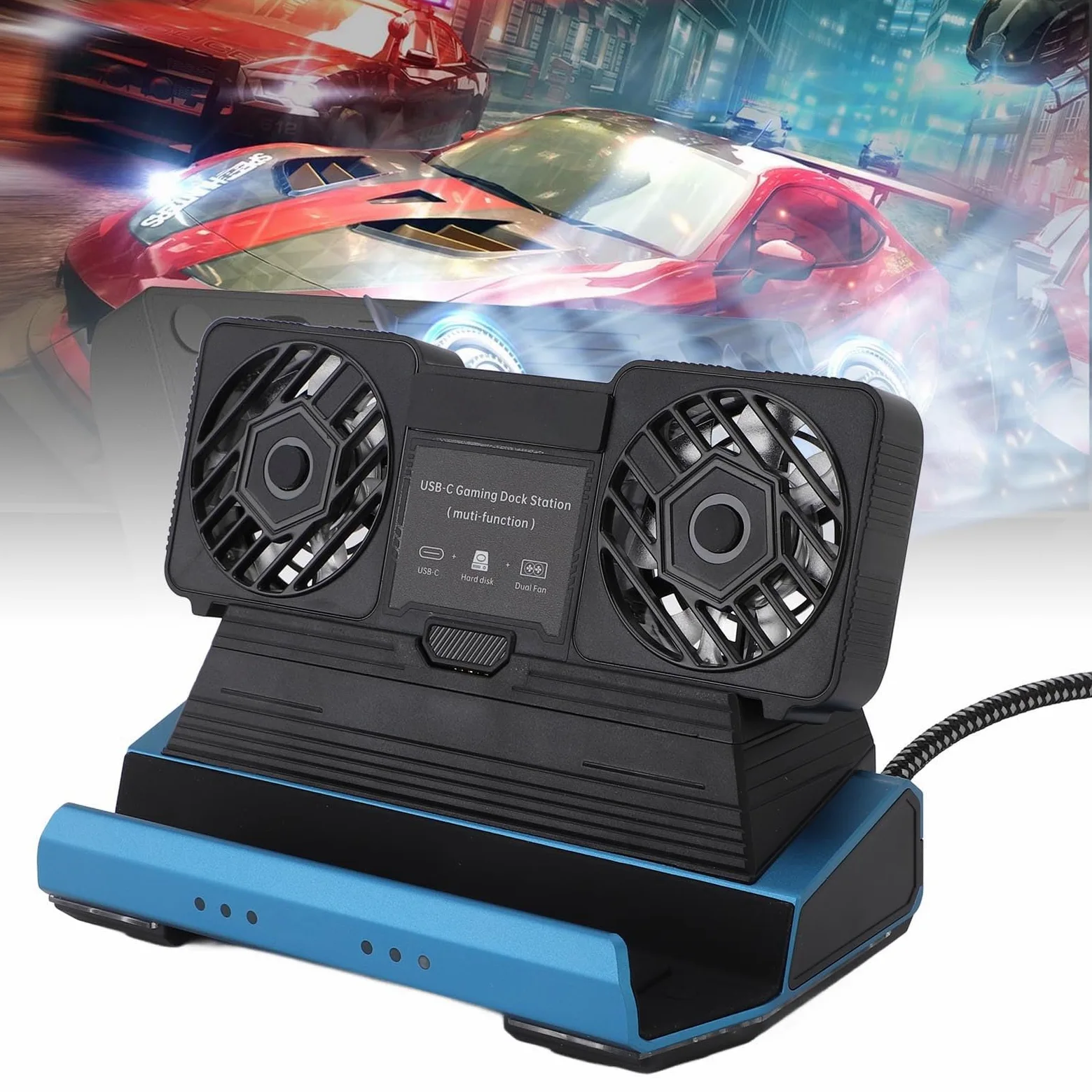 Docking Station 10 in 1, Doppie Ventole di Raffreddamento 100 W PD Gigabit Ethernet USB 3.0 5 Gbps NVMe Slot 4K 60 Hz HD Hub di Interfaccia Multimediale per Dispositivi di Gioco Portatili