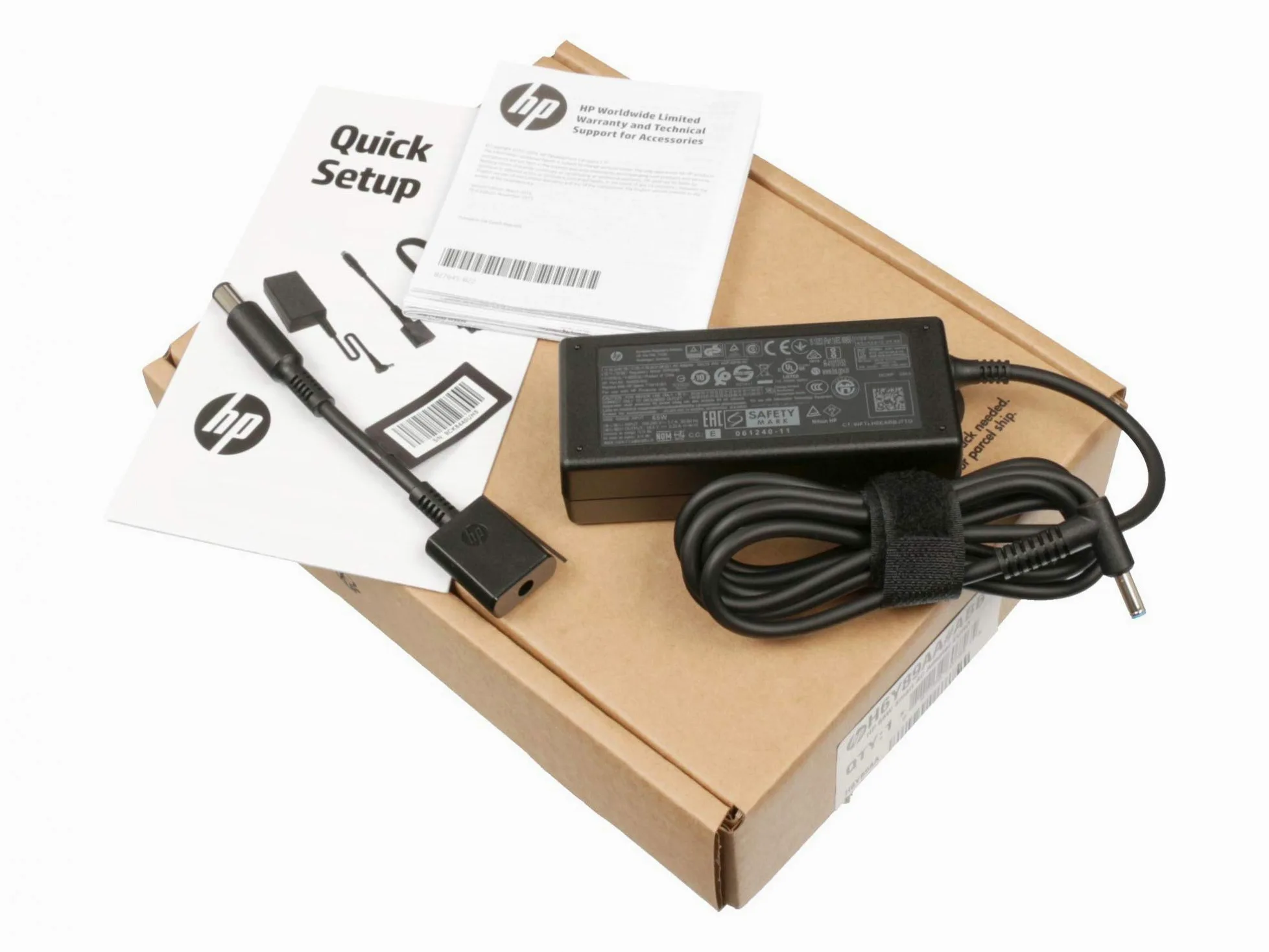HP H6Y89AA#ABB originale alimentatore 65 watt forma normale con adattatore