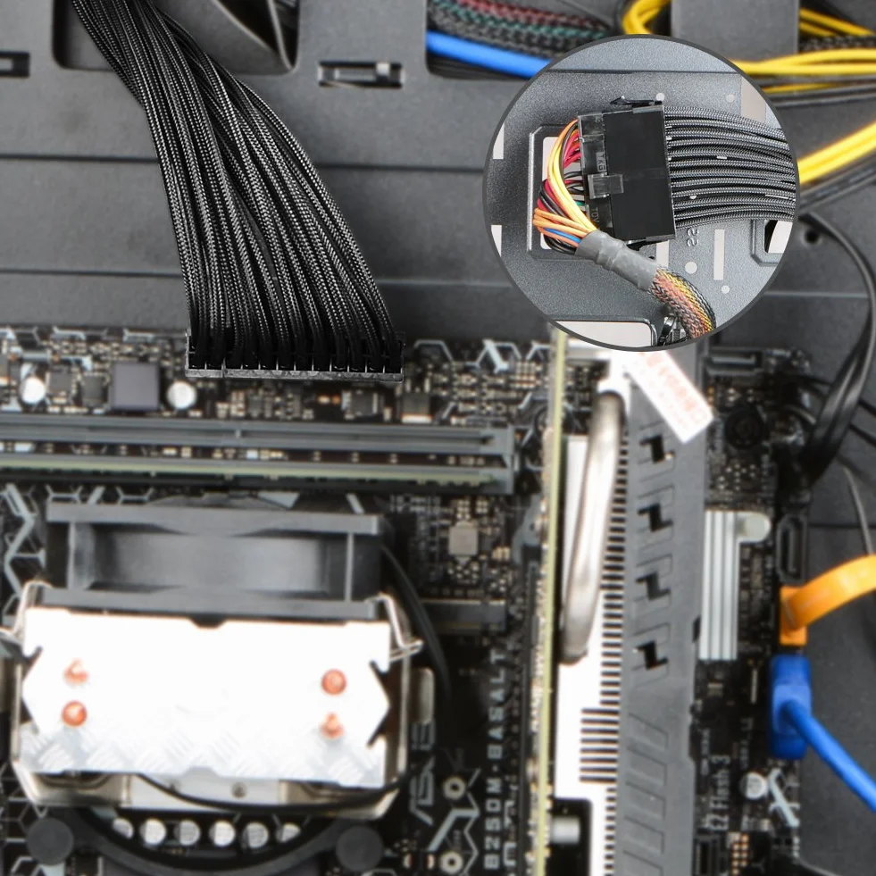 J&D ATX 24 Pin Motherboard Cavo Alimentazione di Estensione, Maschio a Femmina - 30cm
