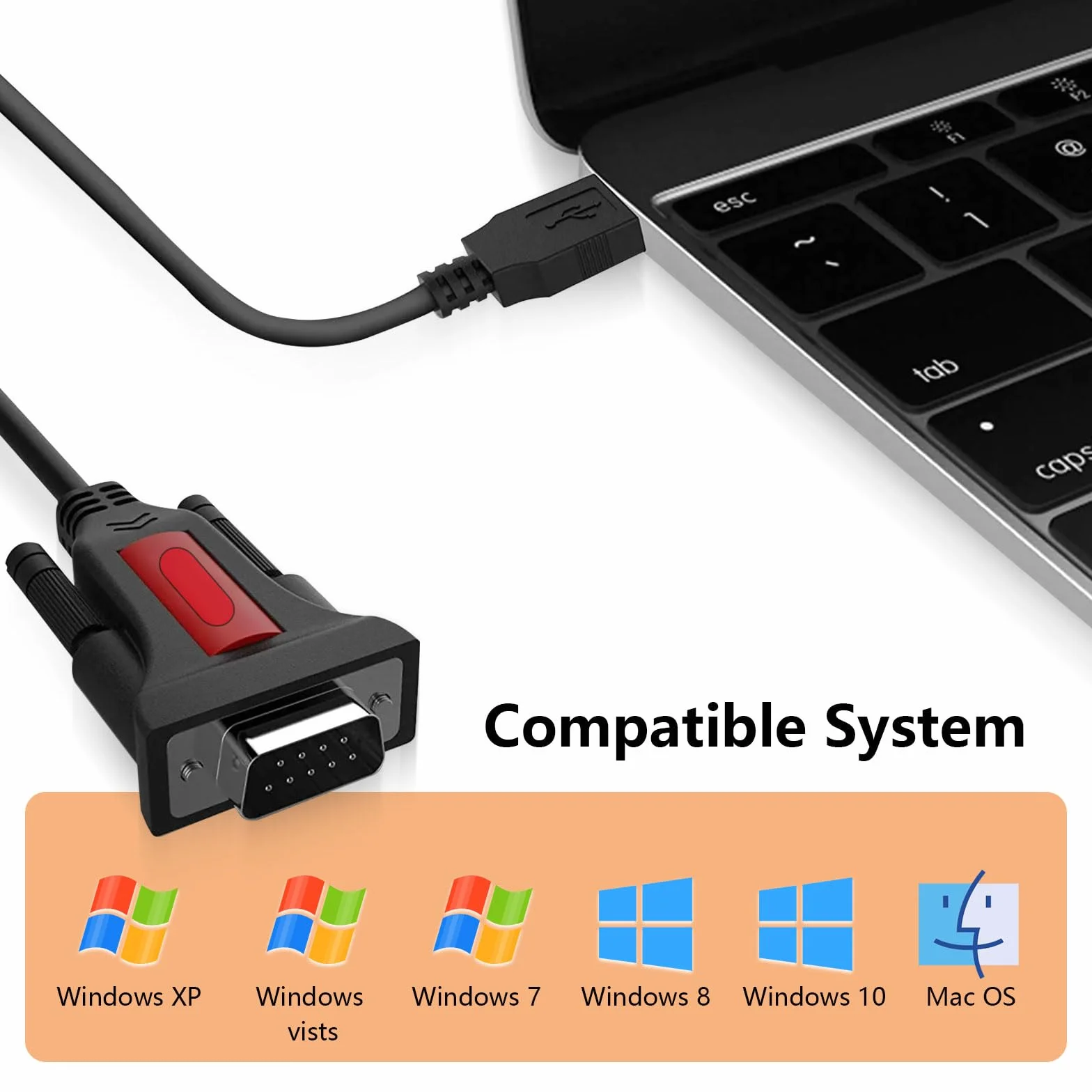 Cavo USB a seriale R/S/232, cavo seriale da USB a DB9 maschio con chipset PL2303 Adattatore da USB a seriale R/S-2/32 a 9 pin per Windows 11/10/8.1/7/Vista/XP e Mac OS (1.5 m)