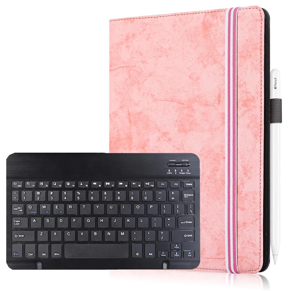 Hoozee Custodia per tablet QDDQ TB02 / Relndoo T901 da 10"/10,1" con tastiera, custodia universale 2 in 1 per tablet da 9 ~ 11 pollici (rosa, QDDQ TB02 / Relndoo T901)
