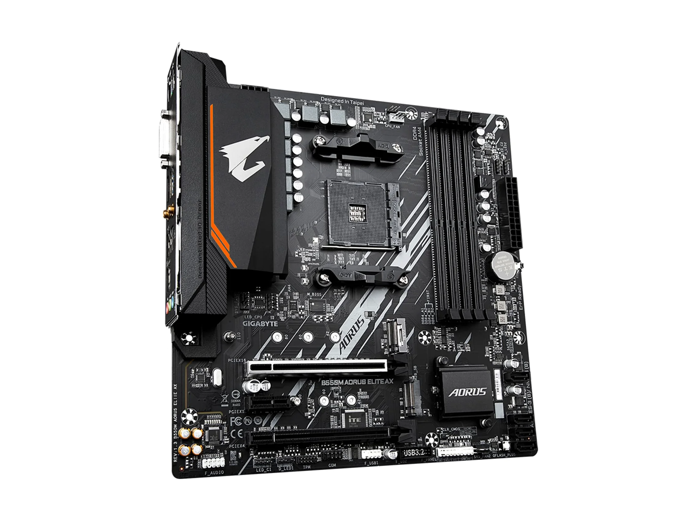 GIGABYTE B550M AORUS ELITE AX Scheda madre - CPU AMD Ryzen 5000, VRM a 5+3 fasi, fino a 4733 MHz DDR4, 1xPCIe 4.0 + 1xPCIe 3.0 M.2, Wi-Fi 6E, LAN 1GbE, USB 3.2 Gen 1