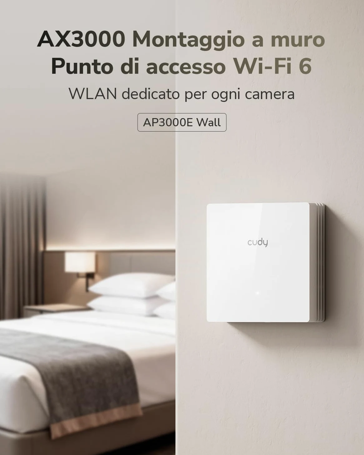 Cudy AX3000 Access Point Wi-Fi 6 a Parete, 2.5GbE PoE, AP3000E Wall | 2402+574 Mbps, 50 m², 60+ Client, 1x 2.5GbE, 1x Gigabit LAN, PoE/PoE Passivo, Multi-SSID, VLAN, Captive Portal