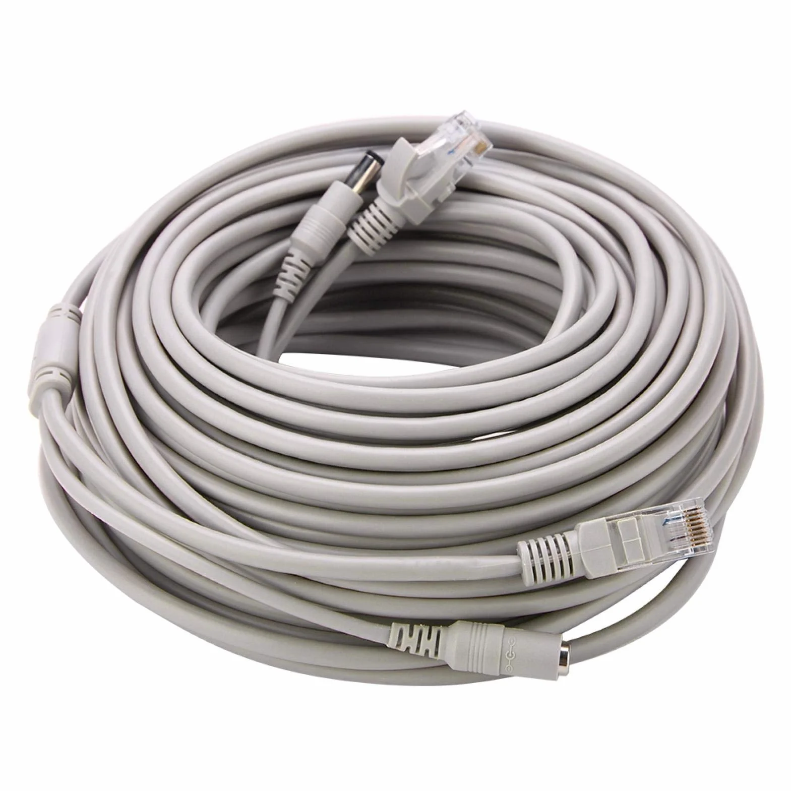 ASHATA Cavo Ethernet, 5M / 10M / 15M / 20M RJ45 + DC Cavo Ethernet CCTV Testa Maschio e Femmina Jack 2.1mm / 5.5mm per telecamere IP Sistema NVR 10 Mbps / 100 Mbps(20M)