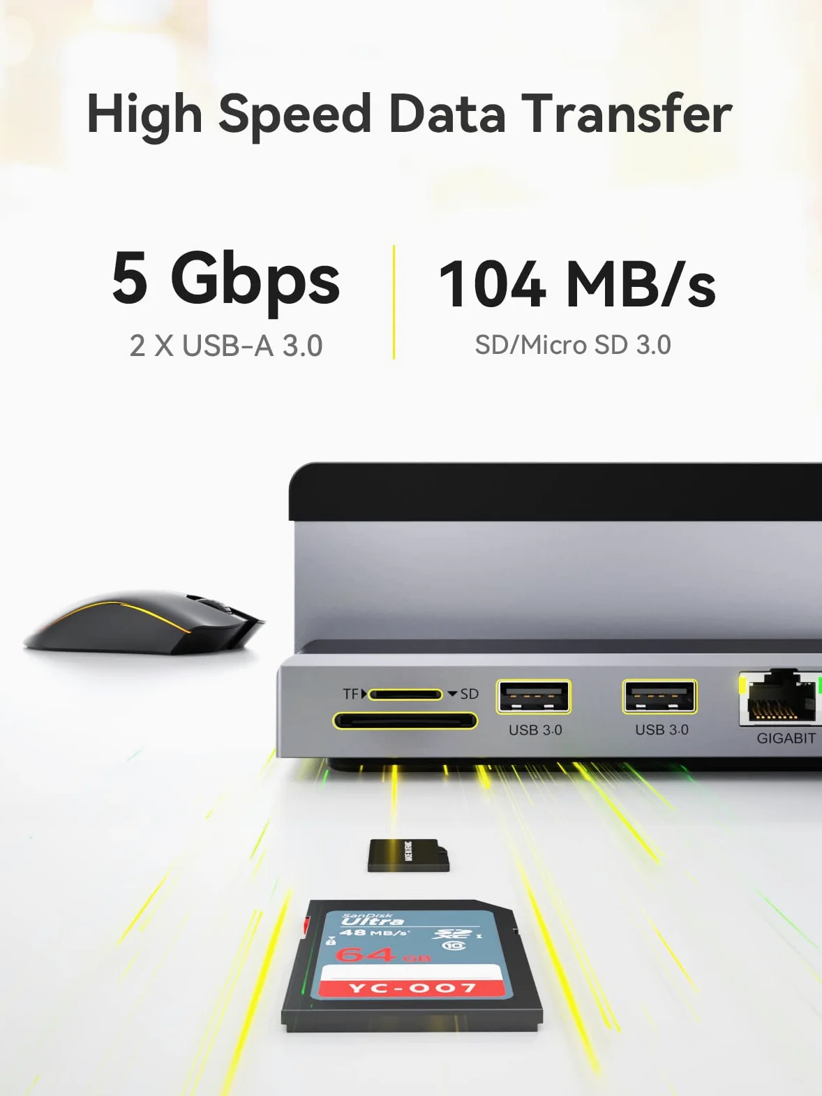 Dock USB C, QUUGE 8 in 1 MacBook Dock con HDMI 4K@60Hz, 2x USB 3.0, Gigabit Ethernet, 100 W PD, SD/TF 3.0, Laptop Docking Station con supporto per MacBook Air/Pro M3, Dell