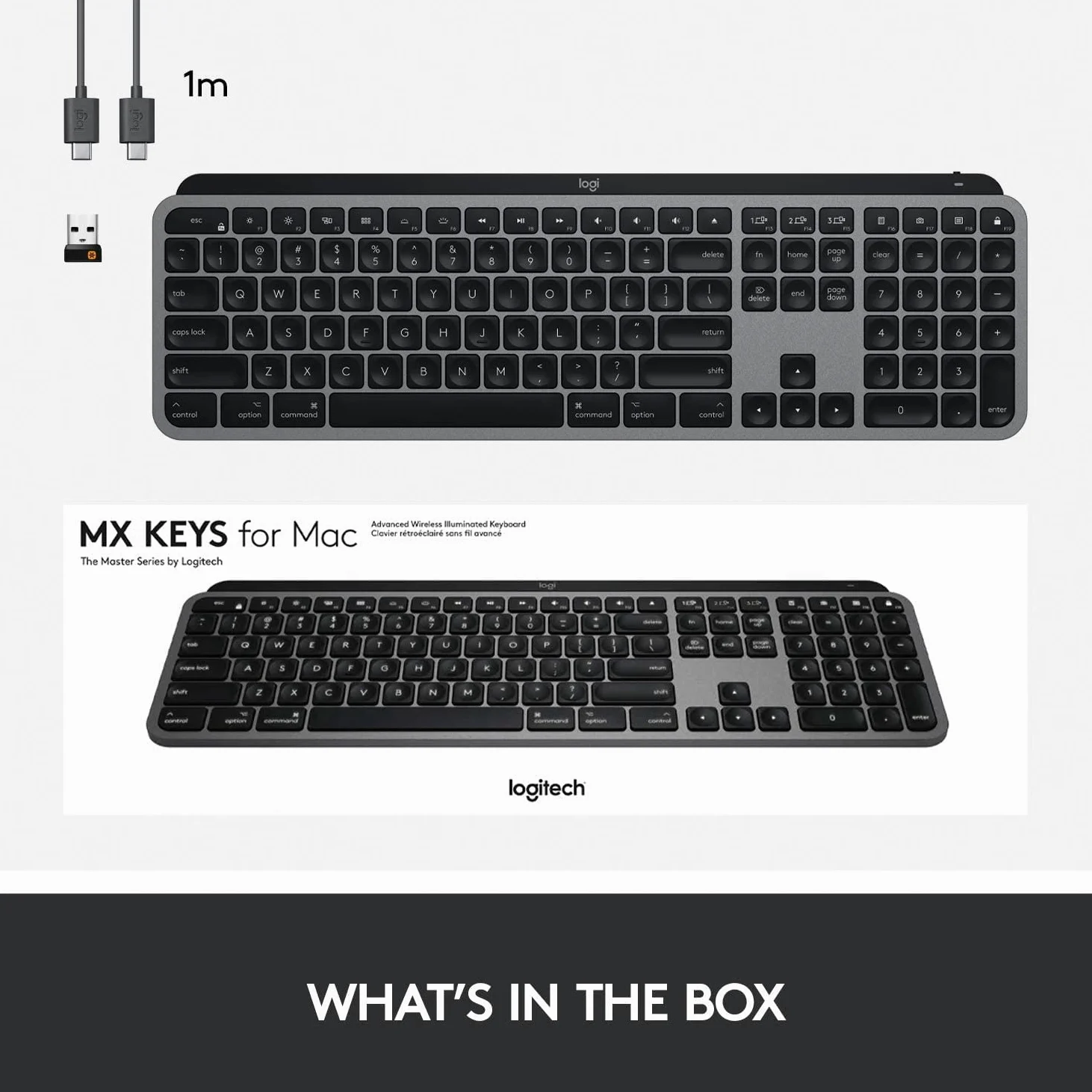 Logitech MX Keys for Mac - Tastiera wireless avanzata illuminata, Layout Inglese QWERTY - Grigio
