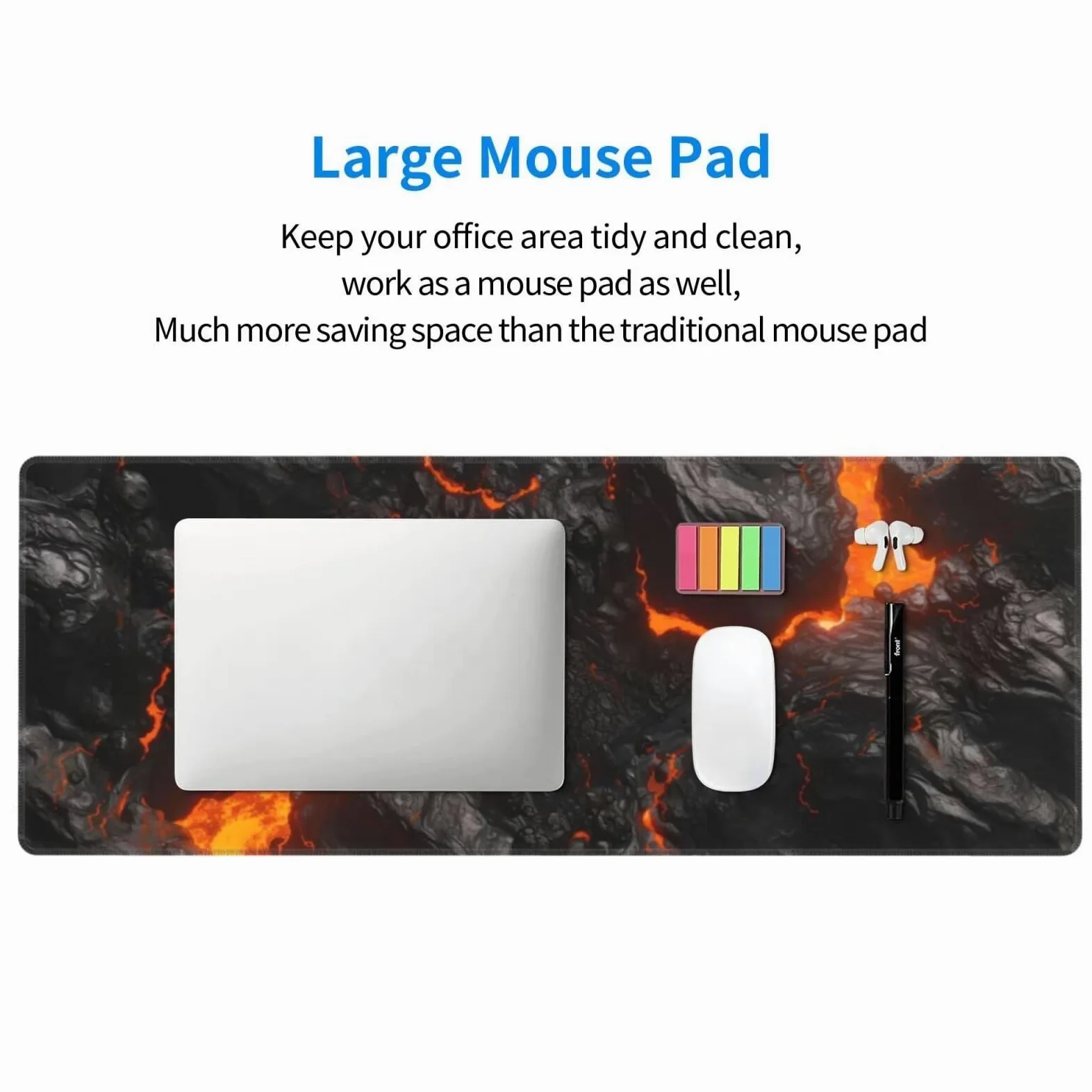 Tappetino Mouse, Tappetino Mouse Gaming Grande XXL 1500x800x3mm Tappetino Scrivania Mouse Pad, Base in Gomma Antiscivolo, Bordi Cuciti,Lavabile, Mousepad per Ufficio e Gaming (Magma) R-708