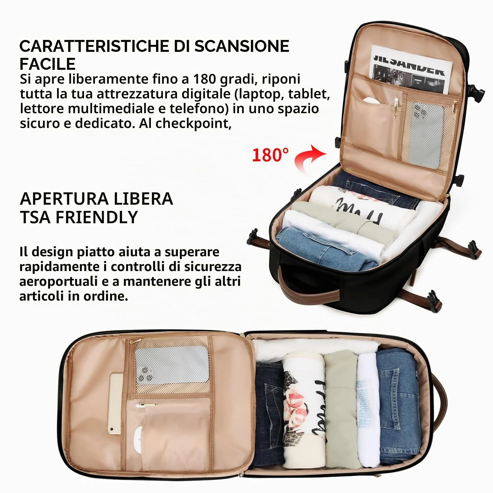 GOLF SUPAGS Zaino per Laptop con Scomparto per Laptop Separato Adatto a Notebook da 15,6 Pollici Borsa per Computer di Grande Capacità per Zaini da Lavoro e da Viaggio per Università da Donna (Nero)