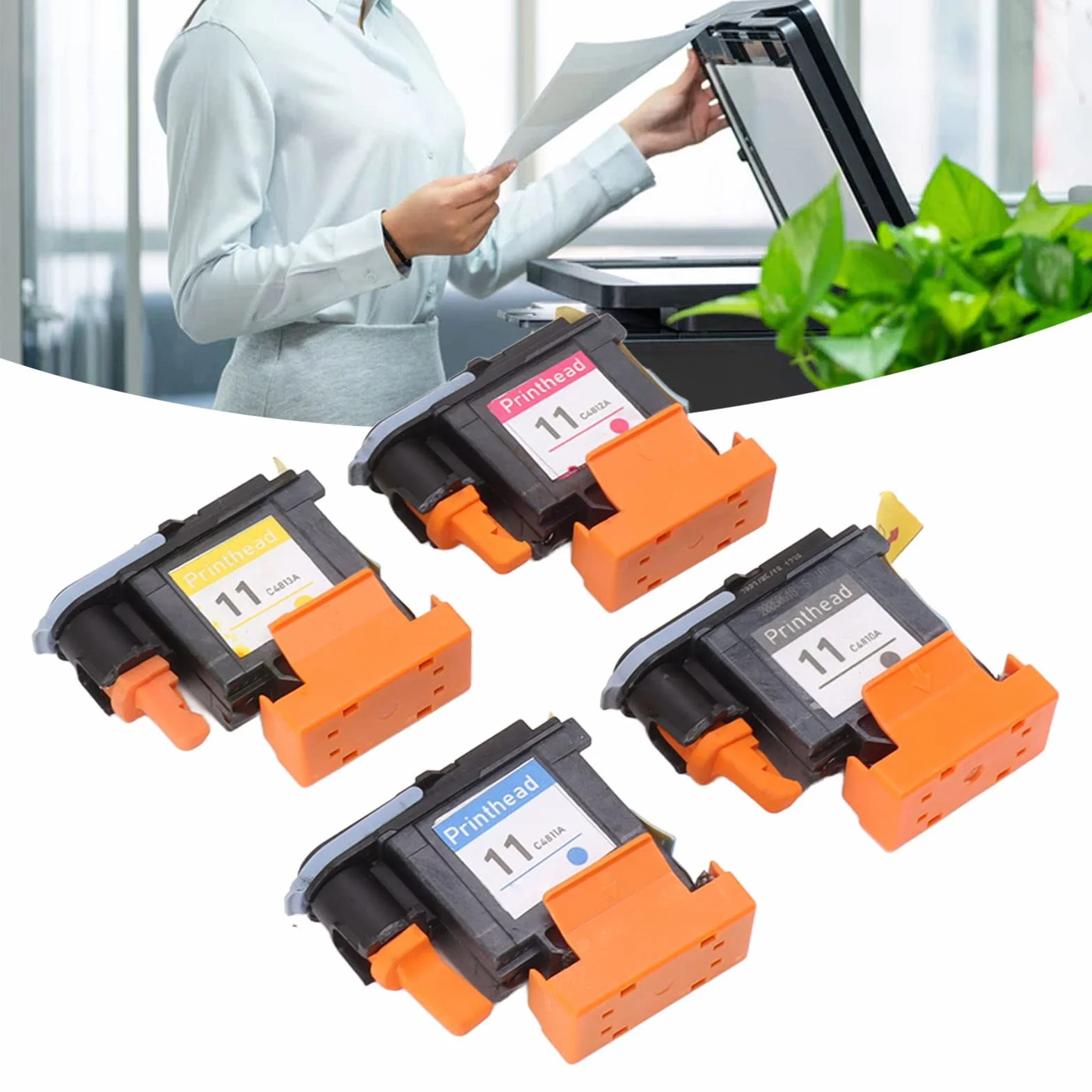 Testina di Stampa di Ricambio da 4 Pezzi per Designjet 100 110 111 500 510 800 813 850, Testina di Stampa Magenta Ciano Giallo con Materiale ABS, Risoluzione Chiara e Stampa