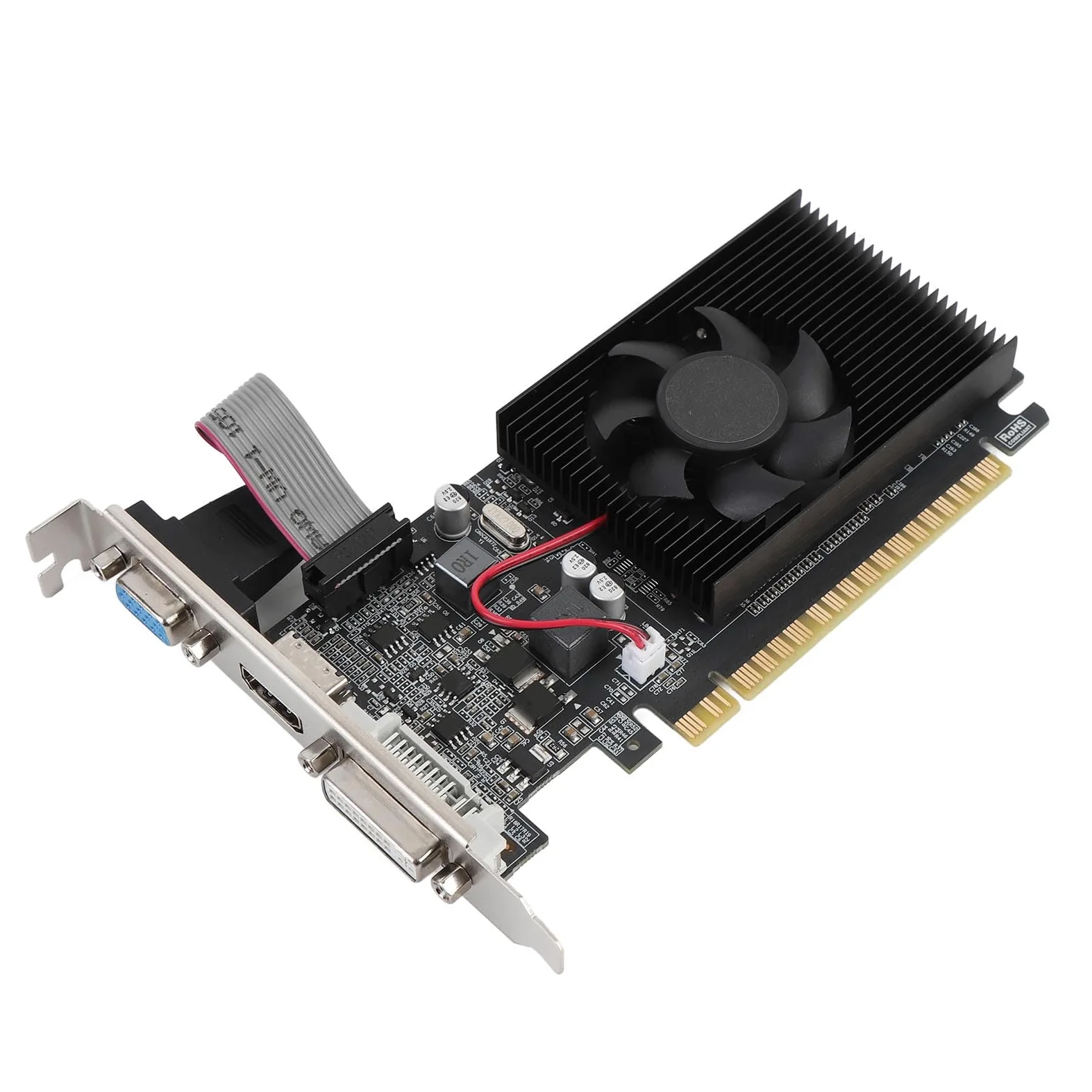 Scheda Grafica da Gioco DDR3 da 2 GB, Scheda Video PCI Express 2.0 X16 con Porta VGA DVI, GPU per Computer Desktop a Basso Profilo per PC da Gioco