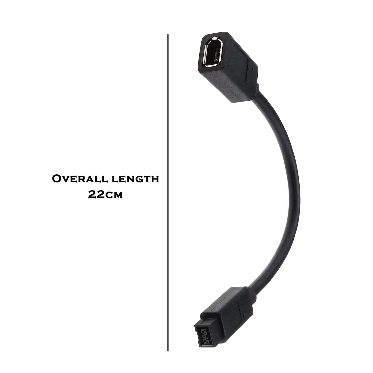 ECSiNG Cavo IEEE 1394 6 Pin Femmina A 1394 9 Pin Maschio Firewire Da 400 A 800 Cavo Convertitore Adattatore Trasferimento Dati Compatibile Con MacBook Pro 22 Cm Nero