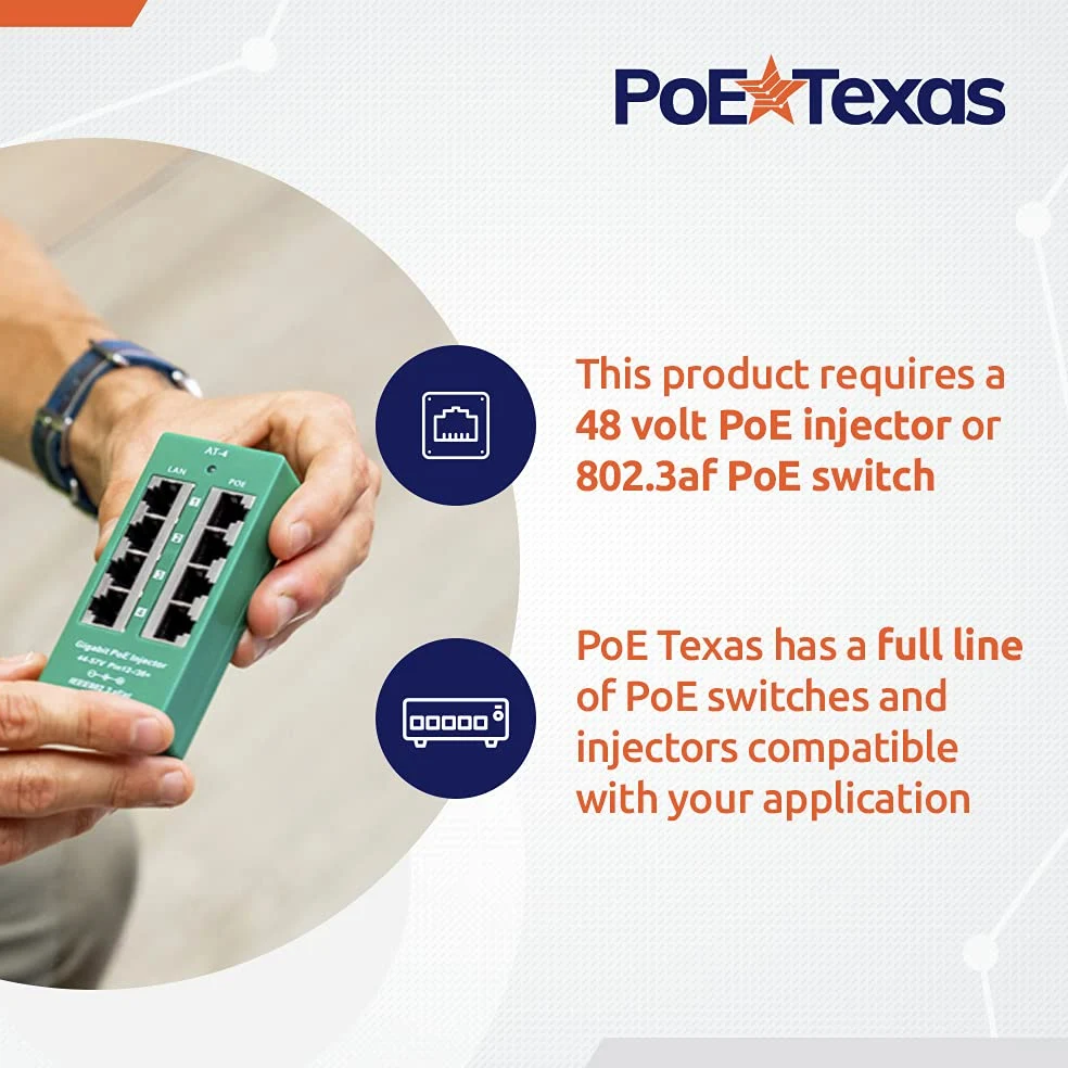 PoE Texas Adattatore da Ethernet a Lightning, alimentazione e dati da 12 W