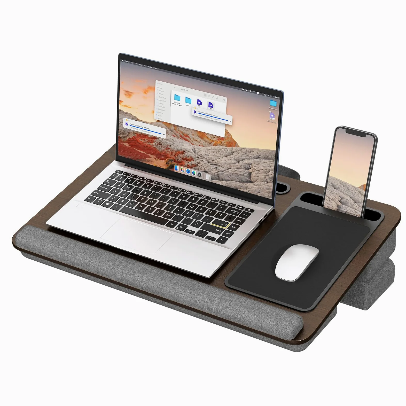 PUTORSEN Lap Desk per computer portatili fino a 17,3", scrivania portatile extra large con tappetino per mouse e tappetino da polso per notebook, Tablet, supporto per laptop con supporto per tablet