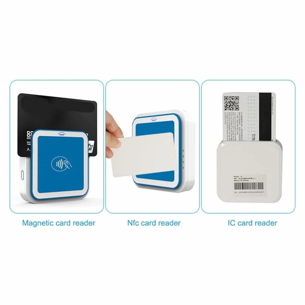 Lettore e Scrittore di Chip per Carte di Credito Visa Master, Transazioni Bancarie, Bluetooth Mpos con Terminale POS EMV PCI (I9)