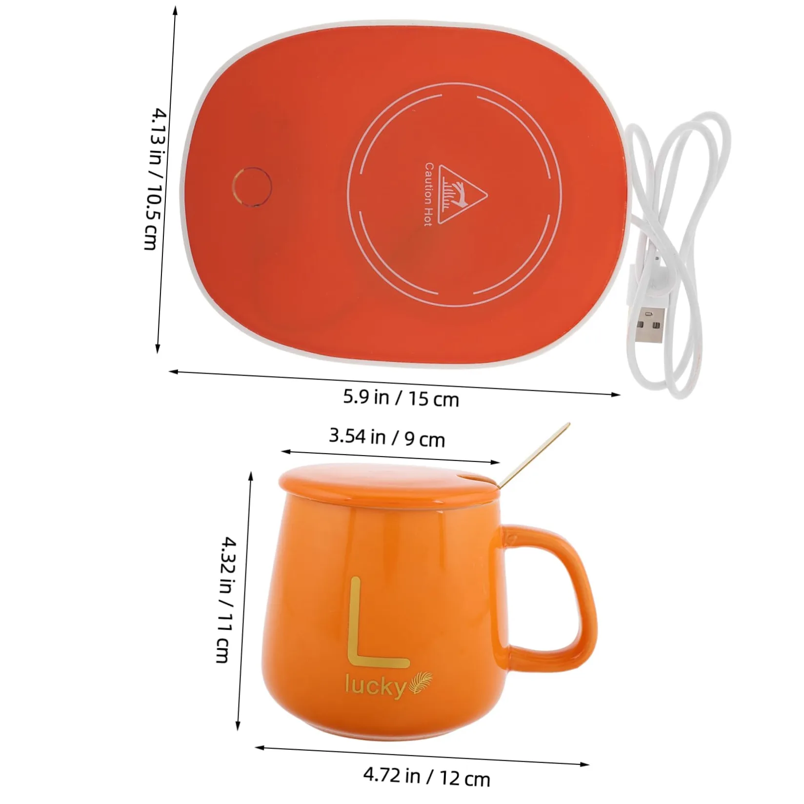 Cabilock Scaldatazze Elettrico Con Set Tazze Termiche in Ceramica, Riscaldamento Usb 5v, Antiscottatura Ergonomico, Per Ufficio, Casa e Regalo Confezione