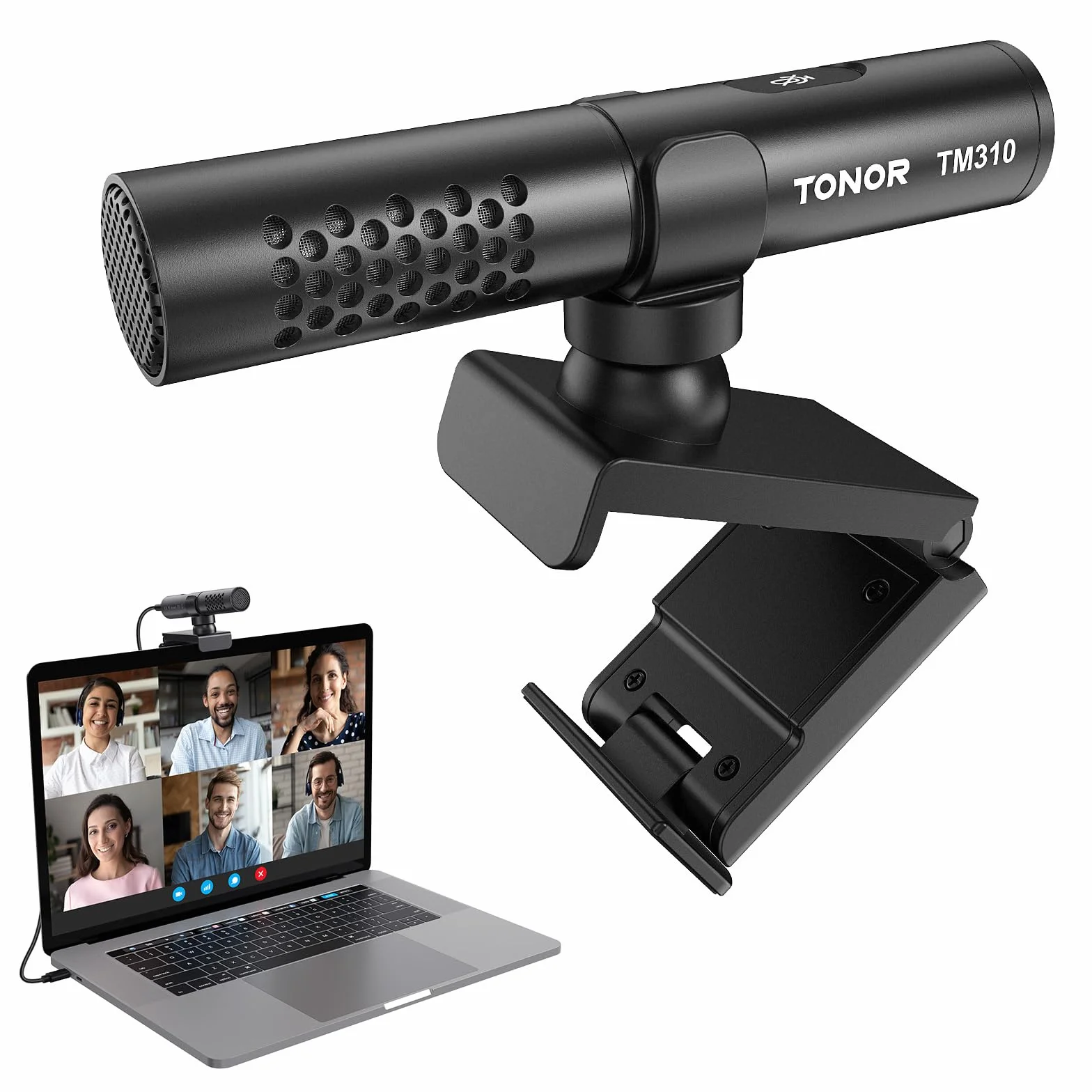 TONOR Microfono USB, PC Micrófono per Conferenze Regolabile Multiangolo con Interruttore Mute e Indicatore LED, per Riunioni, Zoom, Desktop, Skype, Chat, YouTube, Plug&Play per MacOS Windows, 200cm