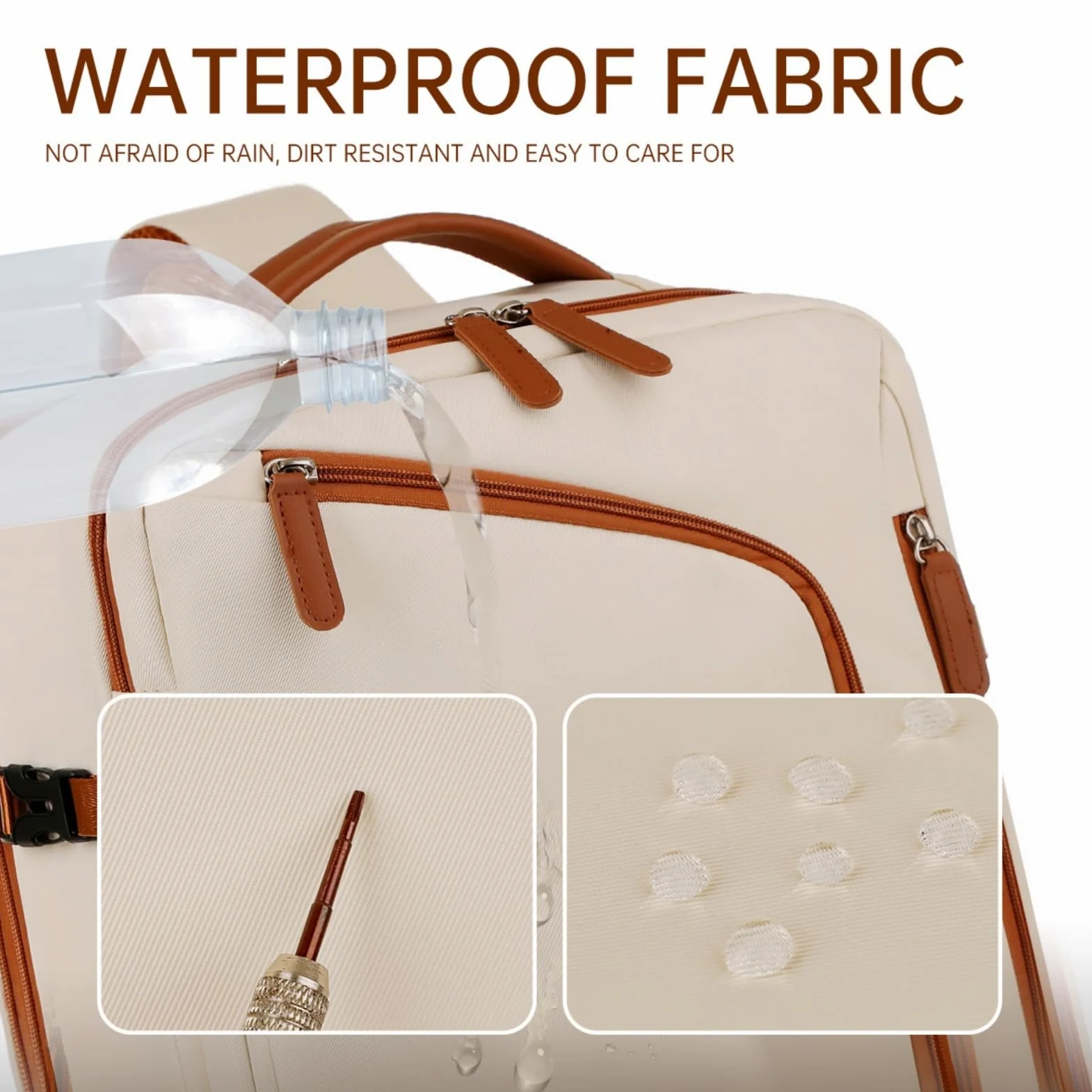 Zaino da Donna per Laptop di Grande capacità, Viaggio in Stile Semplice Affari, Lavoro E Uso Quotidiano-Beige