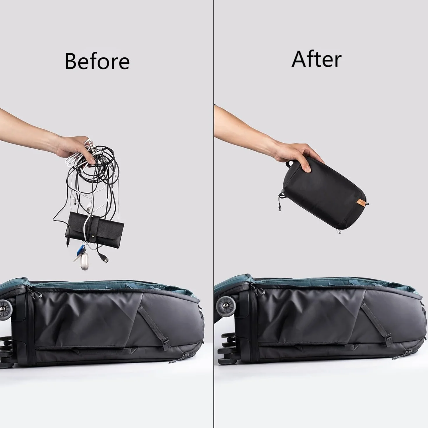 PGYTECH Mini Organizzatore di Cavi Elettronici, Custodia Tech da Viaggio Impermeabile, Borsa Organizer per Cavi, Banca di Potere, Scheda SD e Altri Accessori Elettronici, Nero