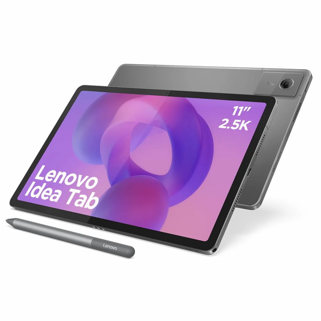 Lenovo Idea Tab - Tablet Touch con IA integrata 11'' 2.5K, 90Hz (MediaTek Dimensity 6300, 8 core, RAM 8GB, UFS 2.2 128GB, Android 15, Wifi5 + Bluetooth) Tab Pen + Custodia a libro - Grigio