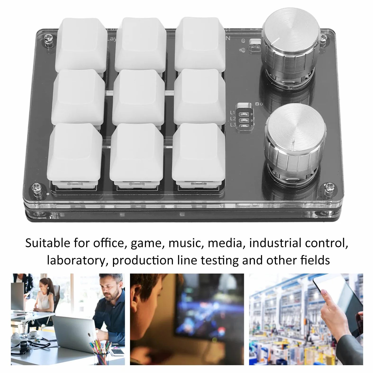 Septpenta Tastiera Meccanica Macro con Una Sola Mano, Tasti di Scelta Rapida Programmabili Wireless, Interruttore Blu a 9 Tasti con Manopola, Interfaccia da Tipo C a USB per Musica di Gioco