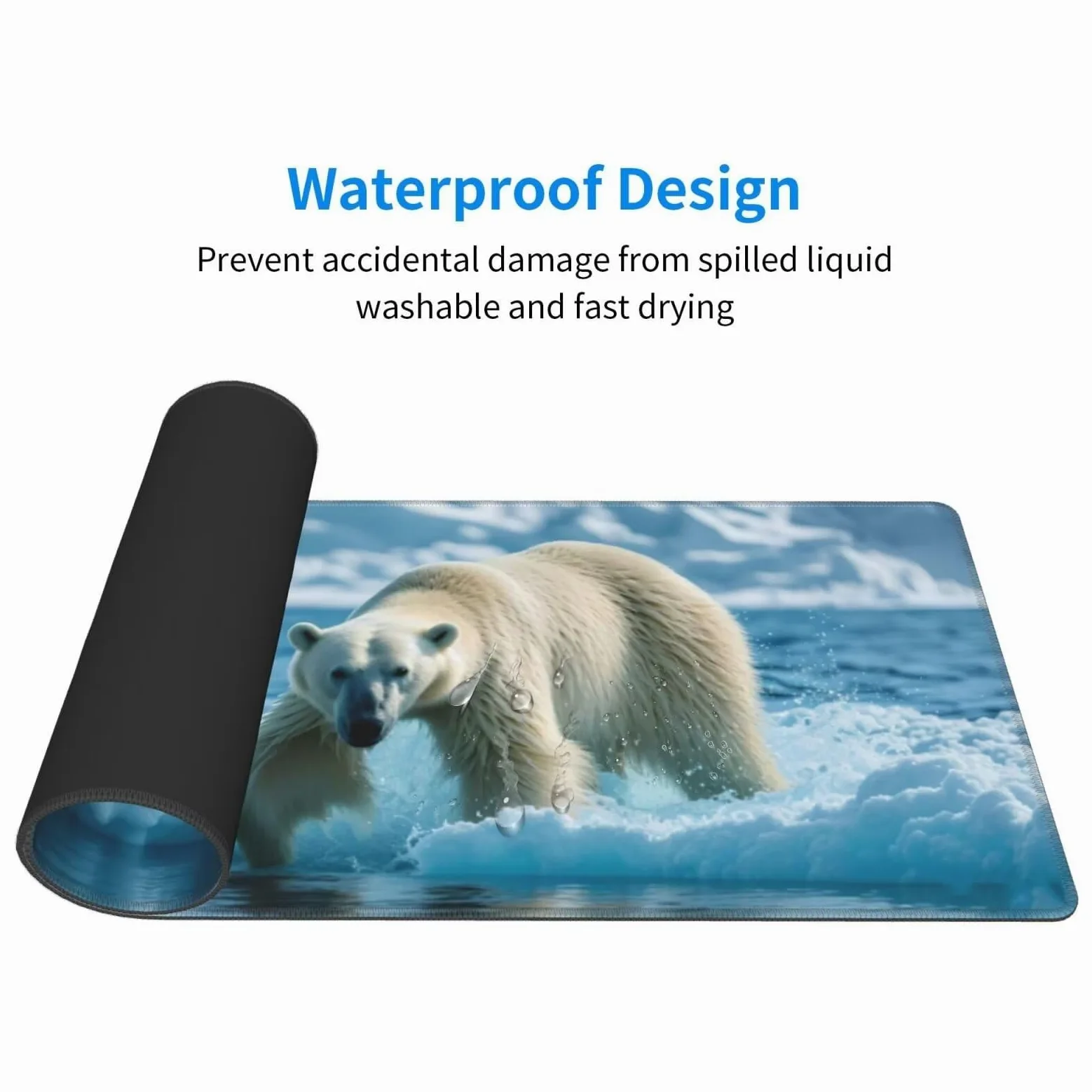 Tappetino Mouse, Tappetino Mouse Gaming Grande XXL 1500x800x3mm Tappetino Scrivania Mouse Pad, Base in Gomma Antiscivolo, Bordi Cuciti,Lavabile, Mousepad per Ufficio e Gaming (Orso polare) R-36