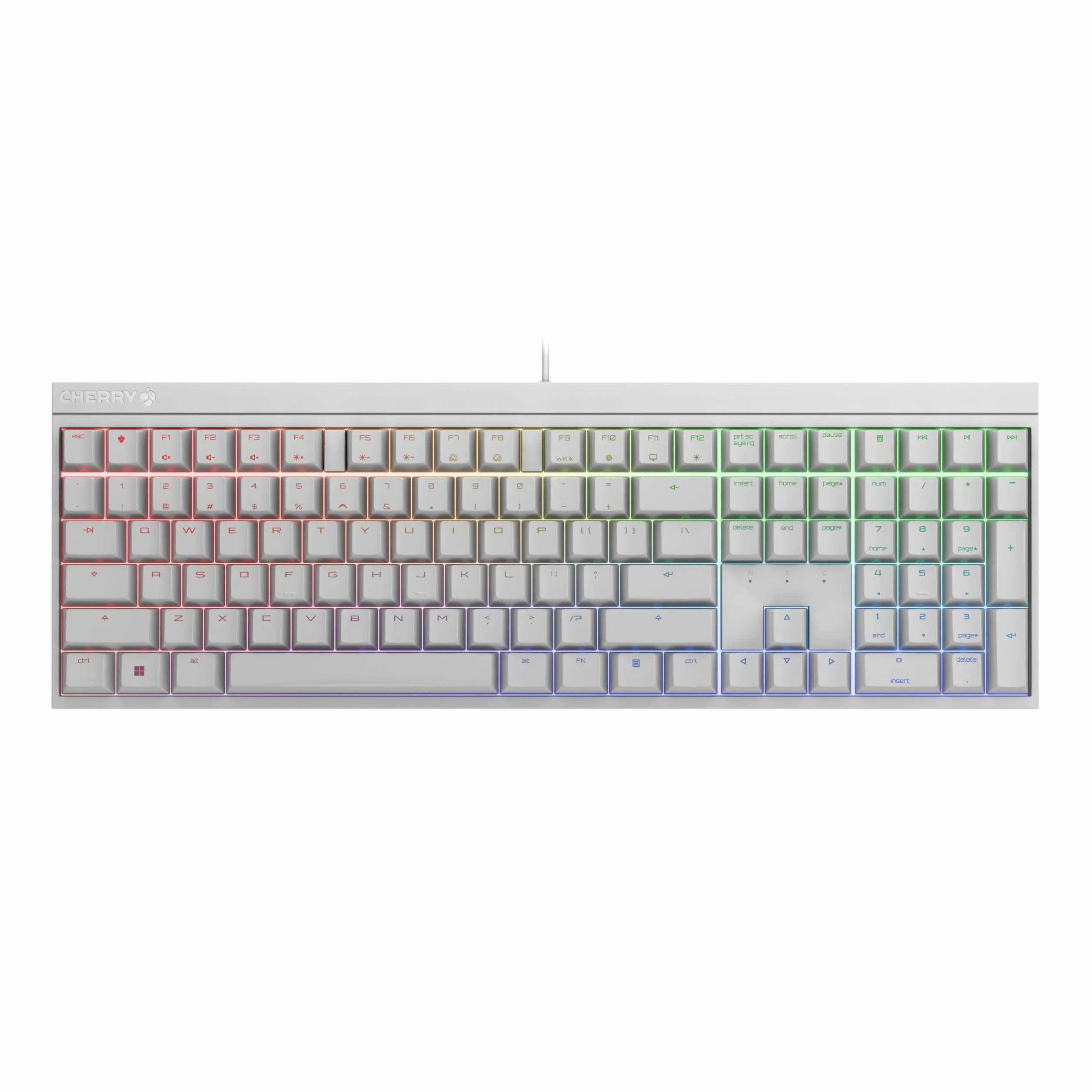 Cherry Xtfy MX 2.0S - Tastiera meccanica da gioco cablata con nuovi switch MX2A, colore: bianco, rosso MX2A