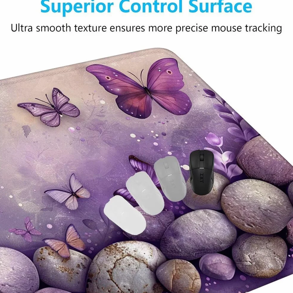 Viola Tappetino Mouse XXL 1000x500x3mm, Gaming Tappetino Mouse Farfalla Mousepad con Base in Impermeabile Gomma Antiscivolo per Tastiera Computer Ufficio Idea Regalo Festa del Papà e Compleanno X-978