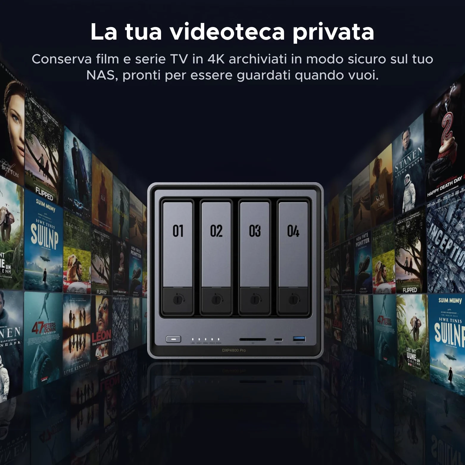 UGREEN NASync DXP4800 Pro NAS Desktop a 4 vani, CPU Intel i3-1315U a 6 core, 8GB RAM DDR5, SSD da 128GB, 10GbE & 2,5GbE porta, 2 slot M.2 NVMe, uscita HDMI 4K (senza dischi inclusi)