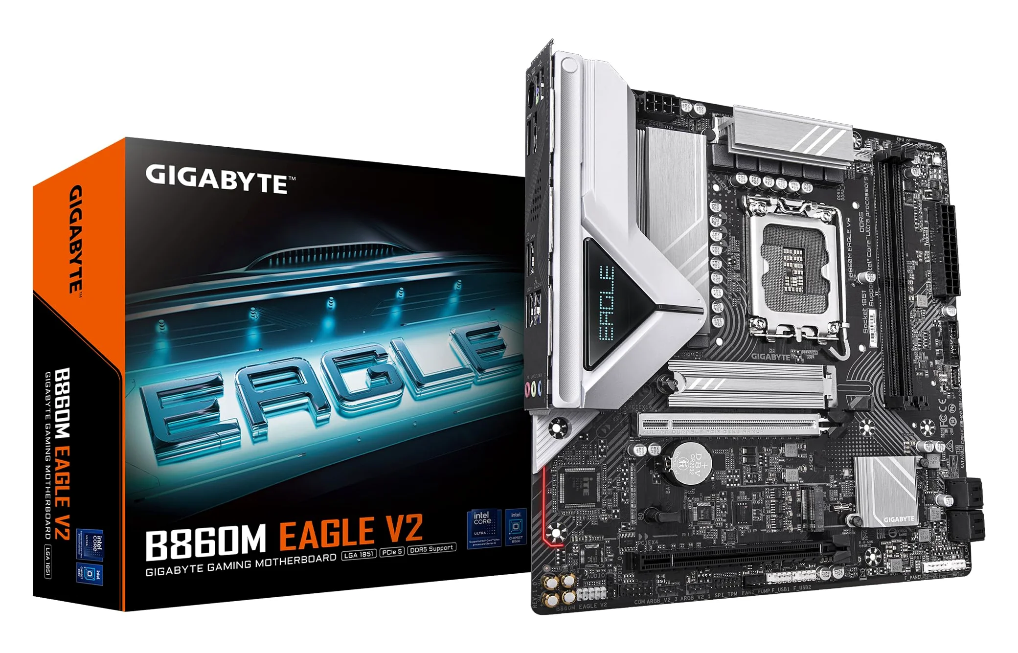 GIGABYTE B860M EAGLE V2 Scheda madre - CPU Intel Core Ultra Series, VRM a 6+1+2 fasi, fino a 9066 MHz DDR5, 1x M.2 PCIe 5.0 + 1x M.2 PCIe 4.0, LAN 2.5 GbE, USB 3.2 Gen 1