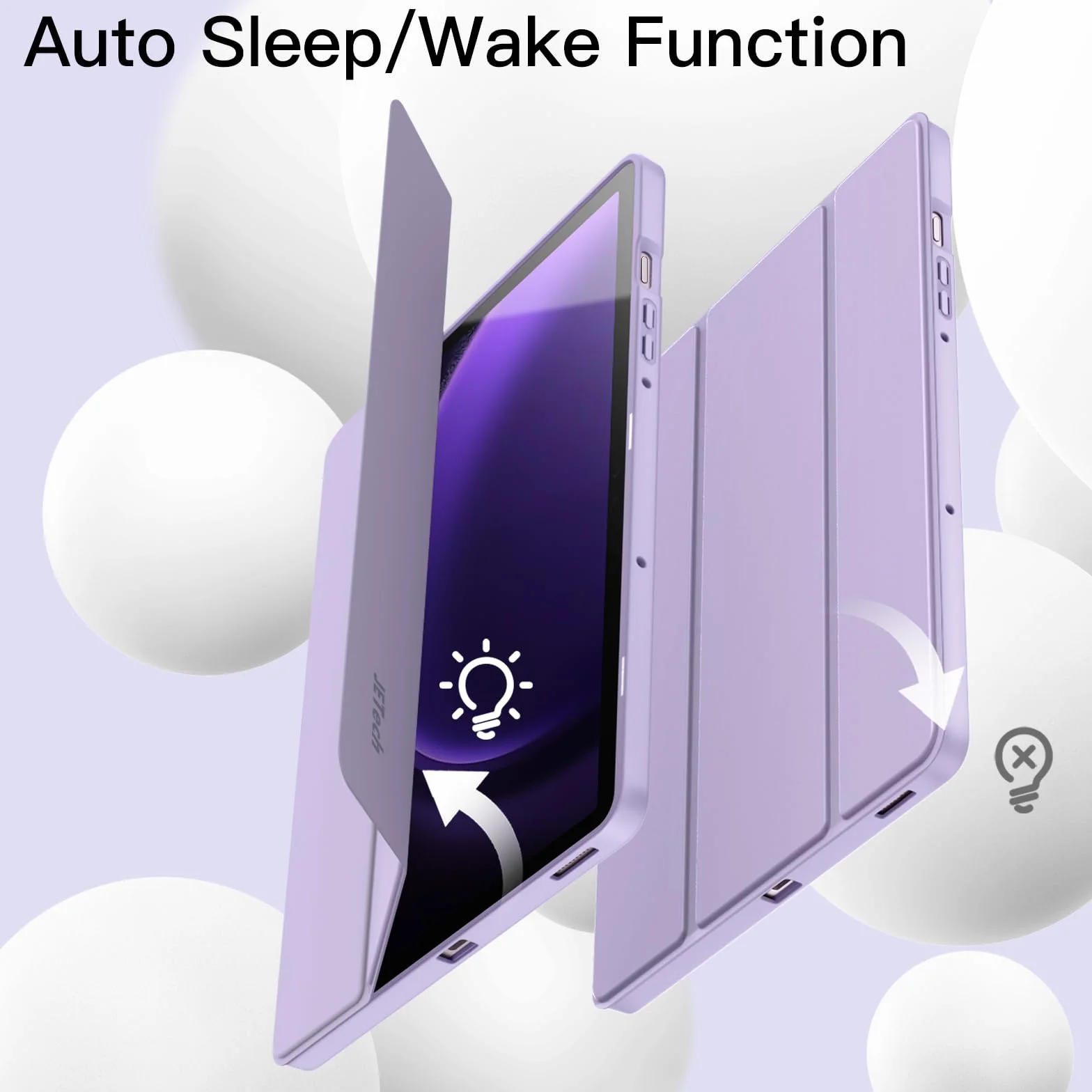 JETech Custodia per Samsung Galaxy Tab S10 Lite / S10 FE / S9 FE 10,9 Pollici con S Pen Holder, TPU Trifold Supporto Protettiva Tablet Cover, Supporta S Pen di Ricarica (Viola Chiaro)