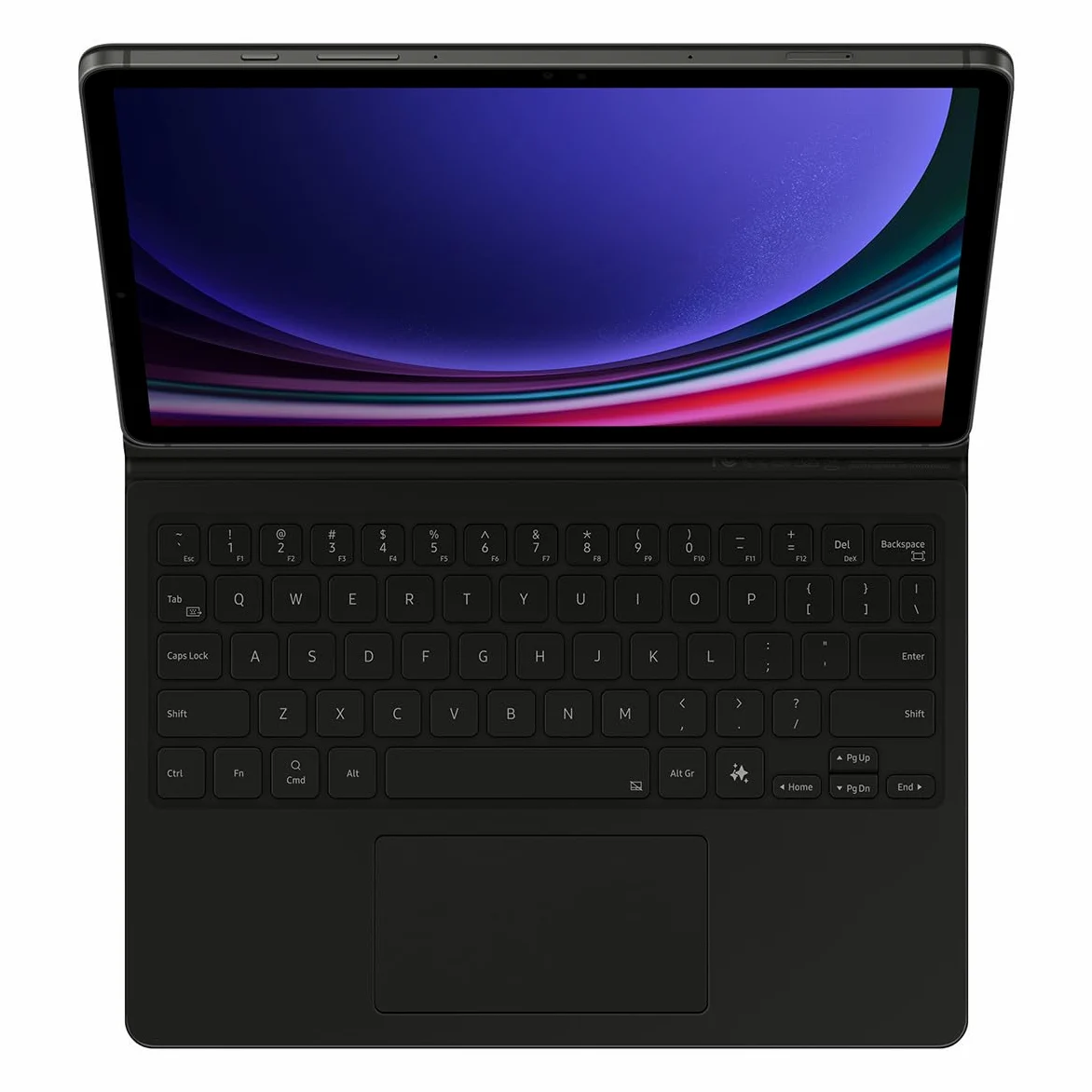 Samsung EF-DX815 - Custodia protettiva per Galaxy Tab S9+, tastiera QWERTZ, tasti funzione, connettore POGO, touchpad, scomparto S Pen e controllo gestuale, colore: Nero