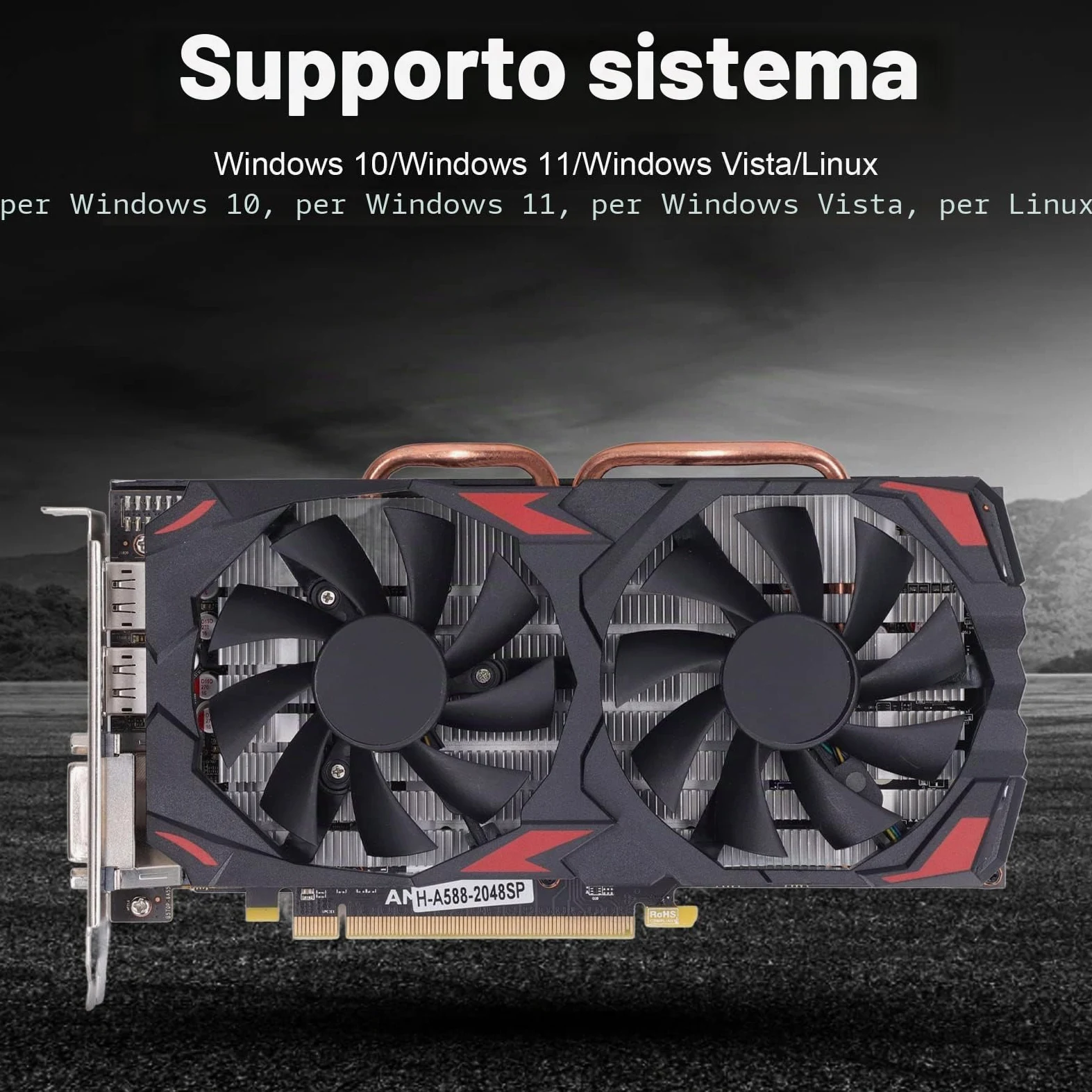 VBESTLIFE Scheda Grafica RX-580, Scheda Video da Gioco per PC Desktop a Basso Rumore da 8 GB GDDR5 256BIT, PCIE 3.0 16X, Doppia Ventola di Raffreddamento, Supporto per DirectX 12
