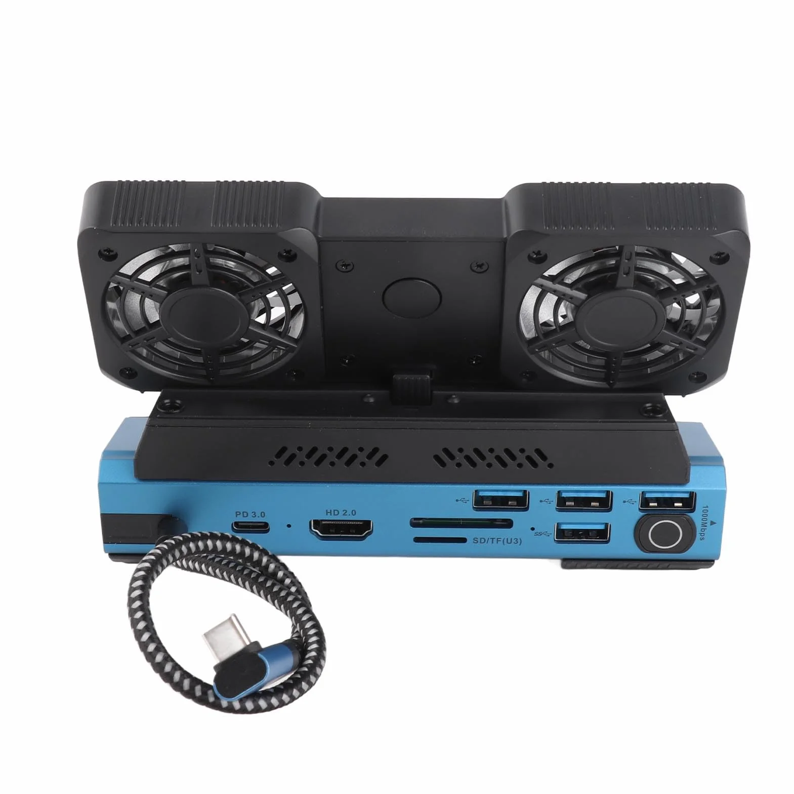 GOWENIC Docking Station RGB 9 in 1 per Steam Deck con Doppia Ventola di Raffreddamento, Esperienza di Gioco Coinvolgente, Opzioni di connettività Versatili per Console Portatile - Materiale in Lega di