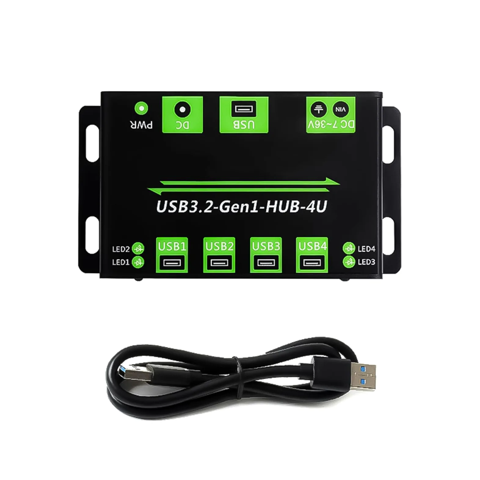 Hub USB 3.2 Gen1 a 4 porte ad alta velocità con 7 interfacce di alimentazione 36V per la ricarica stabile del dispositivo