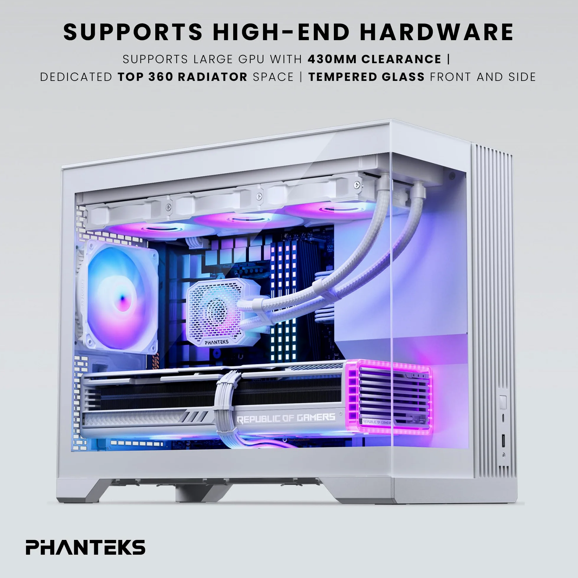 Phanteks XT V3, Case Gaming Compatto Micro-ATX, Vetro Temprato Frontale e Laterale, 3 Ventole D-RGB da 120mm incluse, Supporto Radiatore da 360mm, Bianco