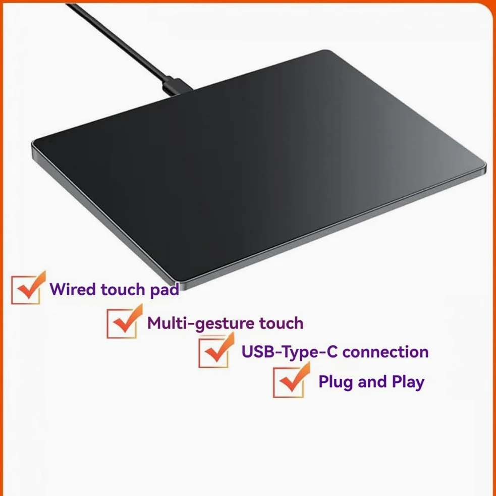 Trackpad Multi-Touch con USB, mouse sottile per computer desktop/laptop/notebook, nero