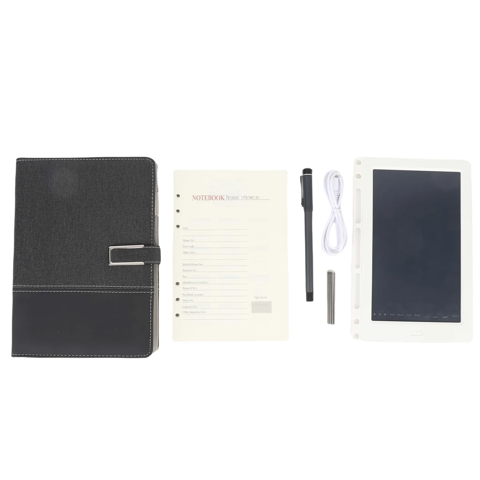 Keenso Set Smart Pen per Notebook, Smart Pen Digitale BT5.0 in Lega di Alluminio con Sincronizzazione OCR e Riproduzione Tratto, Penna 250 MAh 80 Fogli a Fogli Mobili per Studenti in Ufficio (BLACK)