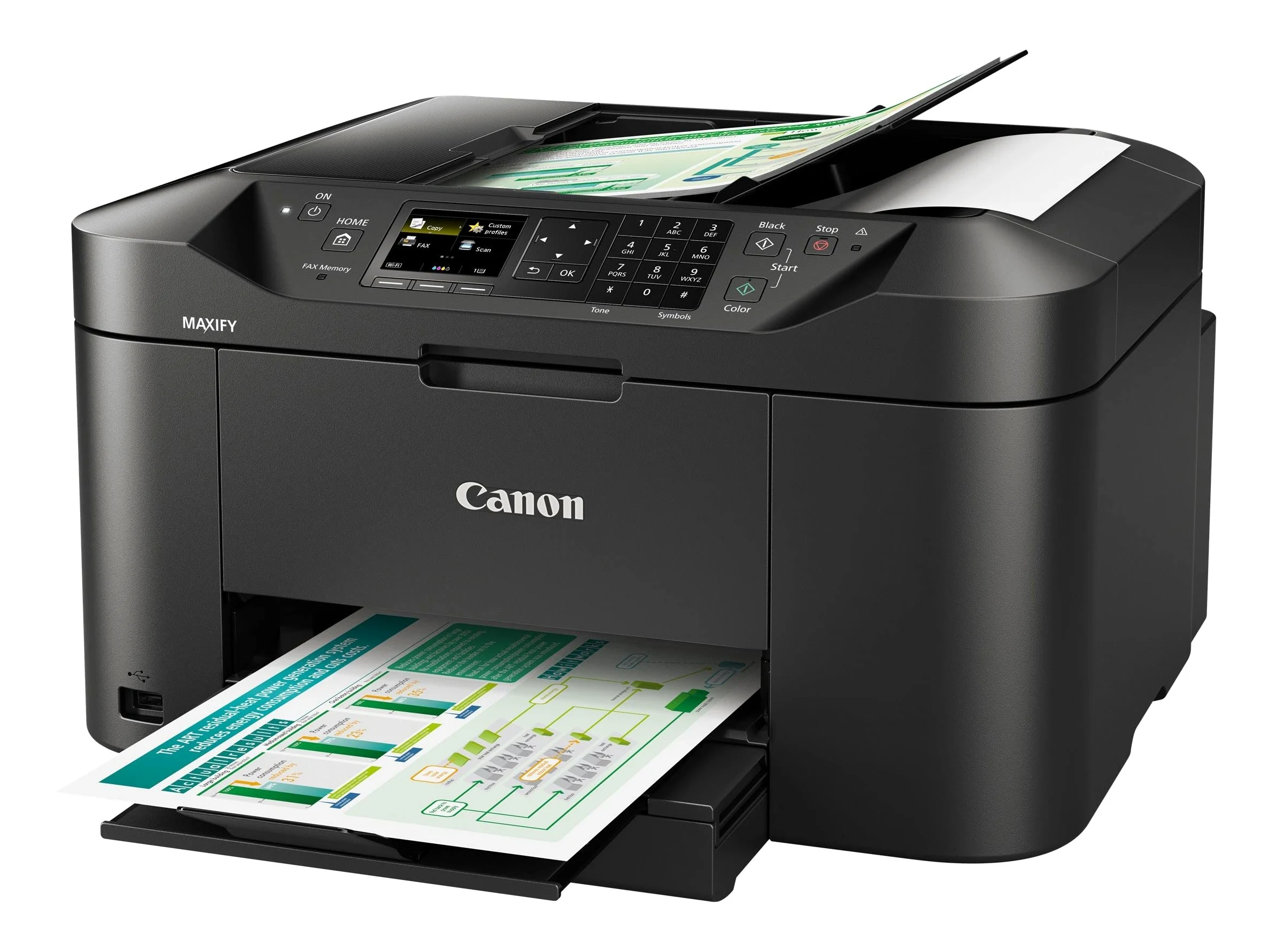 Canon Maxif MB2150 Stampante Multifunzione Inkjet, 19 ipm in Bianco e Nero, 13 ipm a Colori, 600 x 1200 dpi, Nero/Antracite