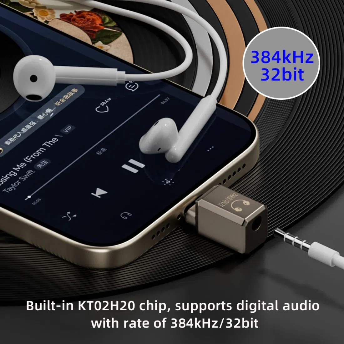 ChenYang Adattatore da USB C a jack per cuffie da 3,5 mm, compatibile con alta risoluzione a 32 bit, 384 KHz, qualità audio HiFi con chip DAC