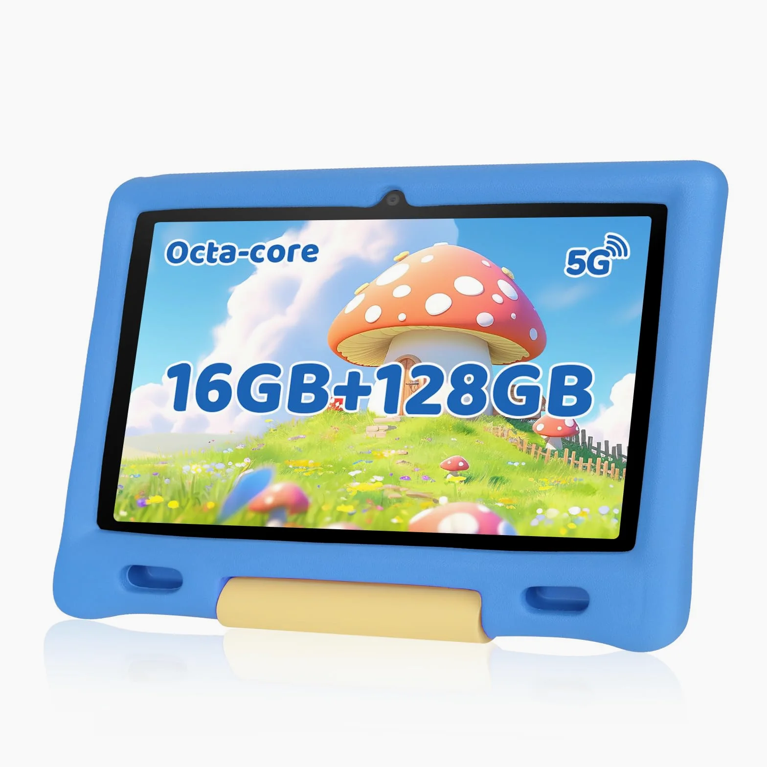 Gleeso Tablet Bambini | Android Tablet per Bambini 10 Pollici, Kids Tablet con Octa-Core | 128GB+1TB TF | Controllo Parentale | 8MP Fotocamera | WiFi 6/BT 5.3, Tablet con Custodia Protettiva - Blu