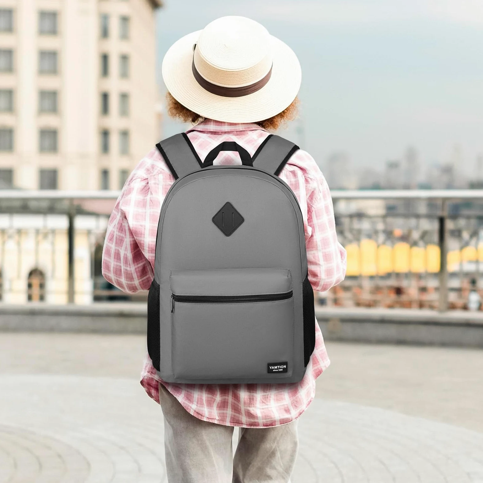 YAMTION Zaino per computer portatile, zaino con porta USB per lavoro universitario